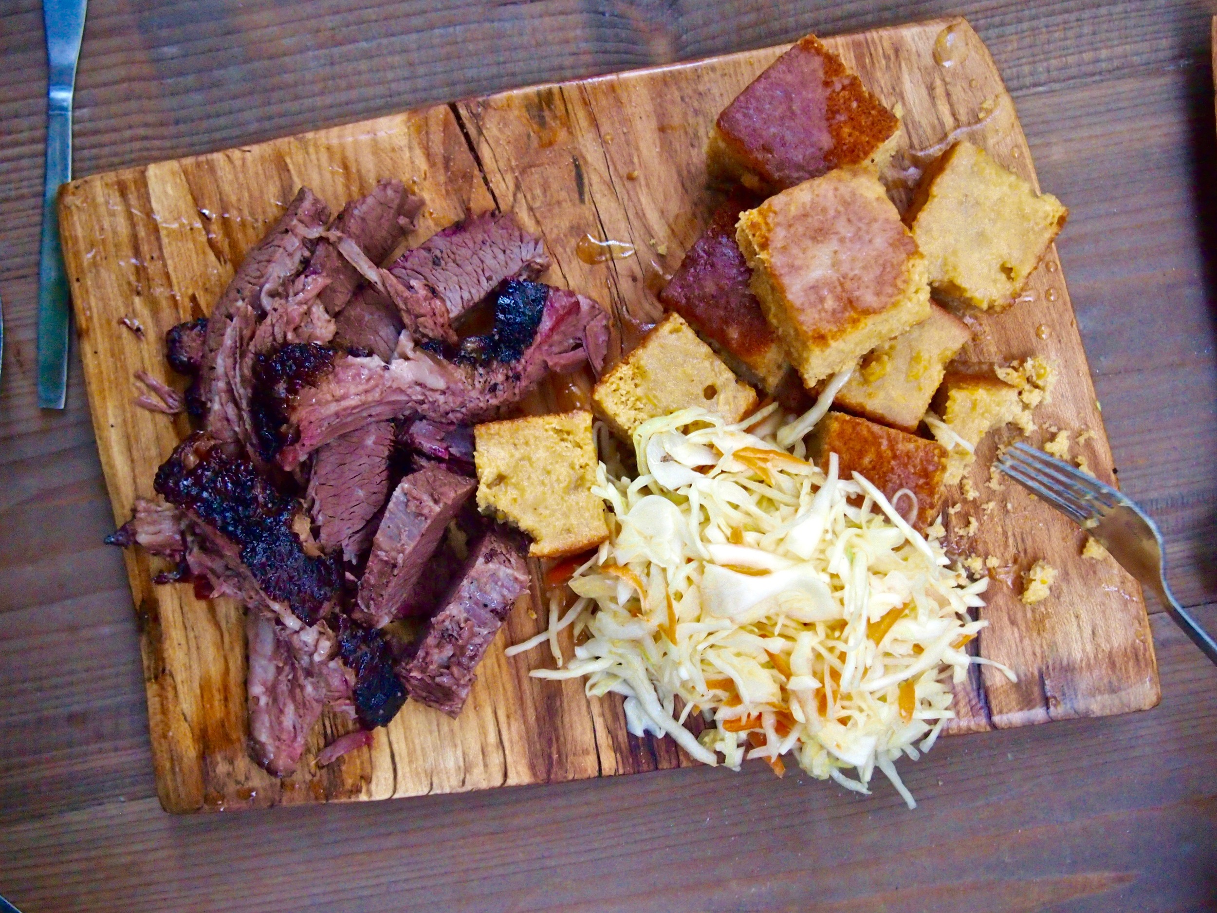 Brisket and cornbread from The Pit.