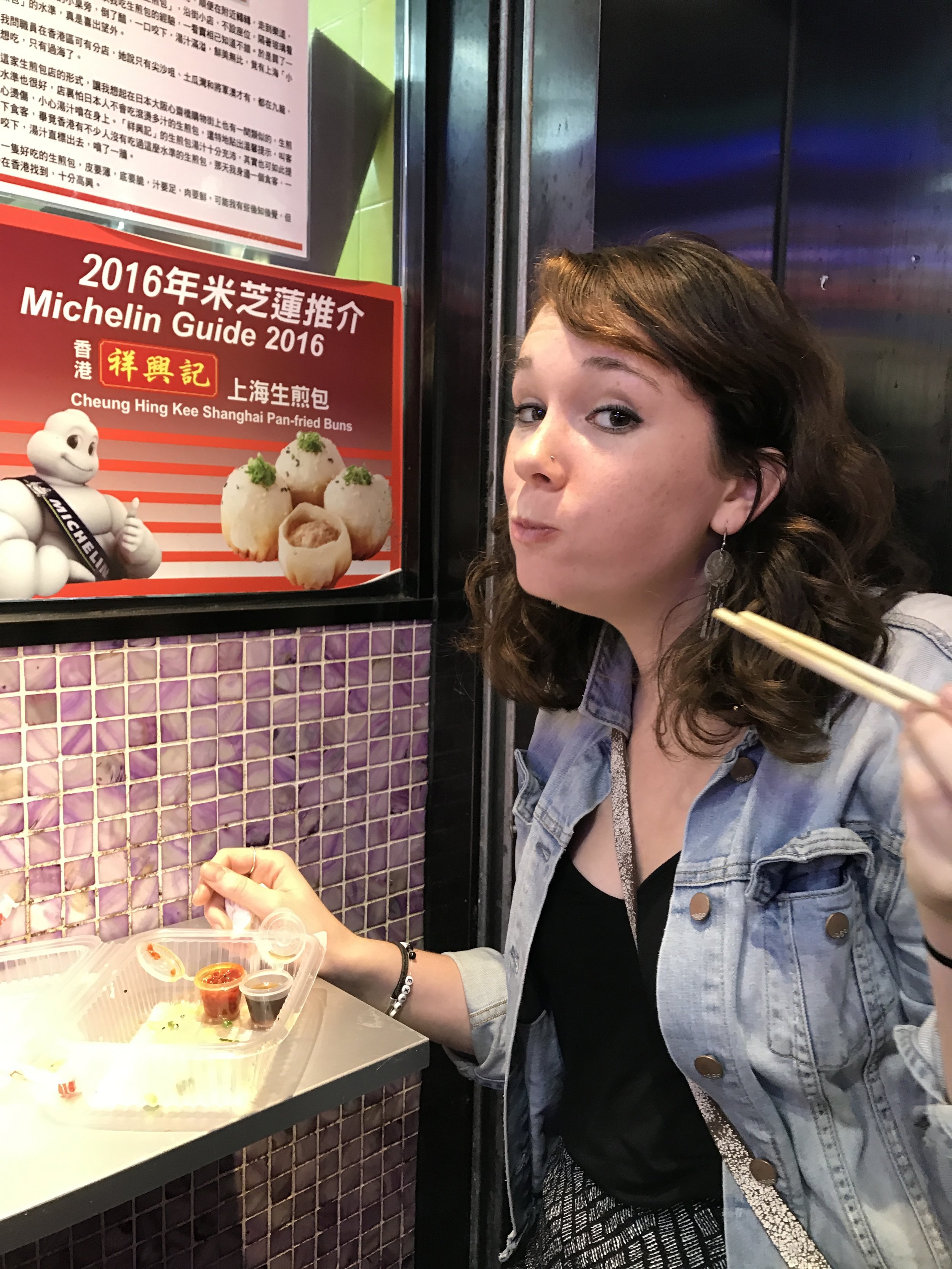 feeling really good about some Michelin-recommended dumplings in Hong Kong