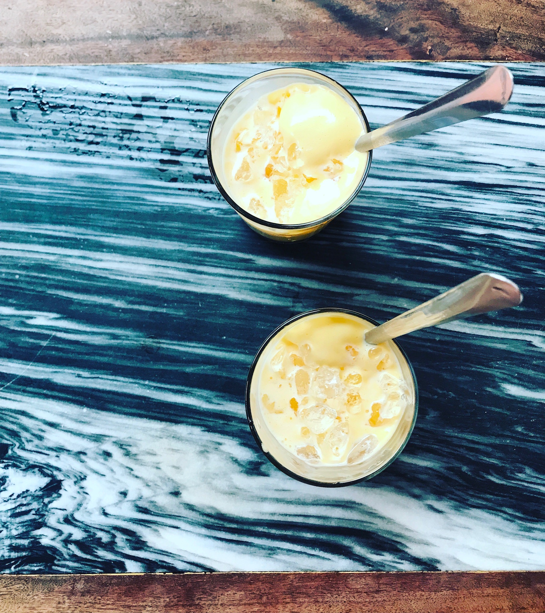 Egg coffee from above.