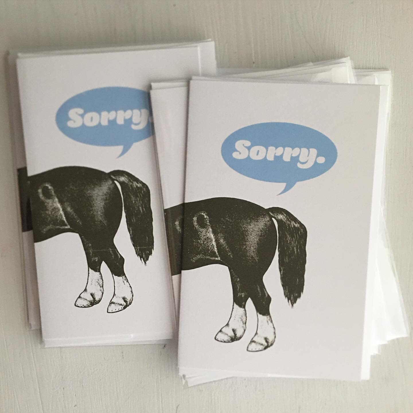 Never forget to say you&rsquo;re sorry! If you make a mistake (or were a horses a#%), apologize. This card, helps to add a little laugh, when it might be needed the most! 
{It&rsquo;s from our 2009 launch &amp; still gets restocked all the time!}