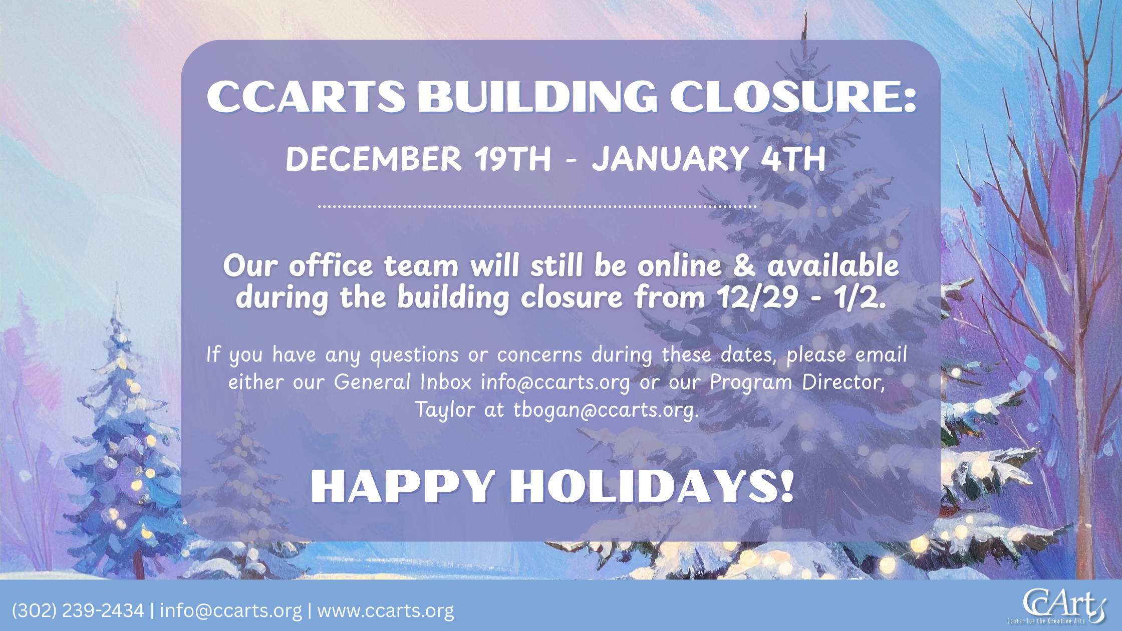 CCArts Building Closure