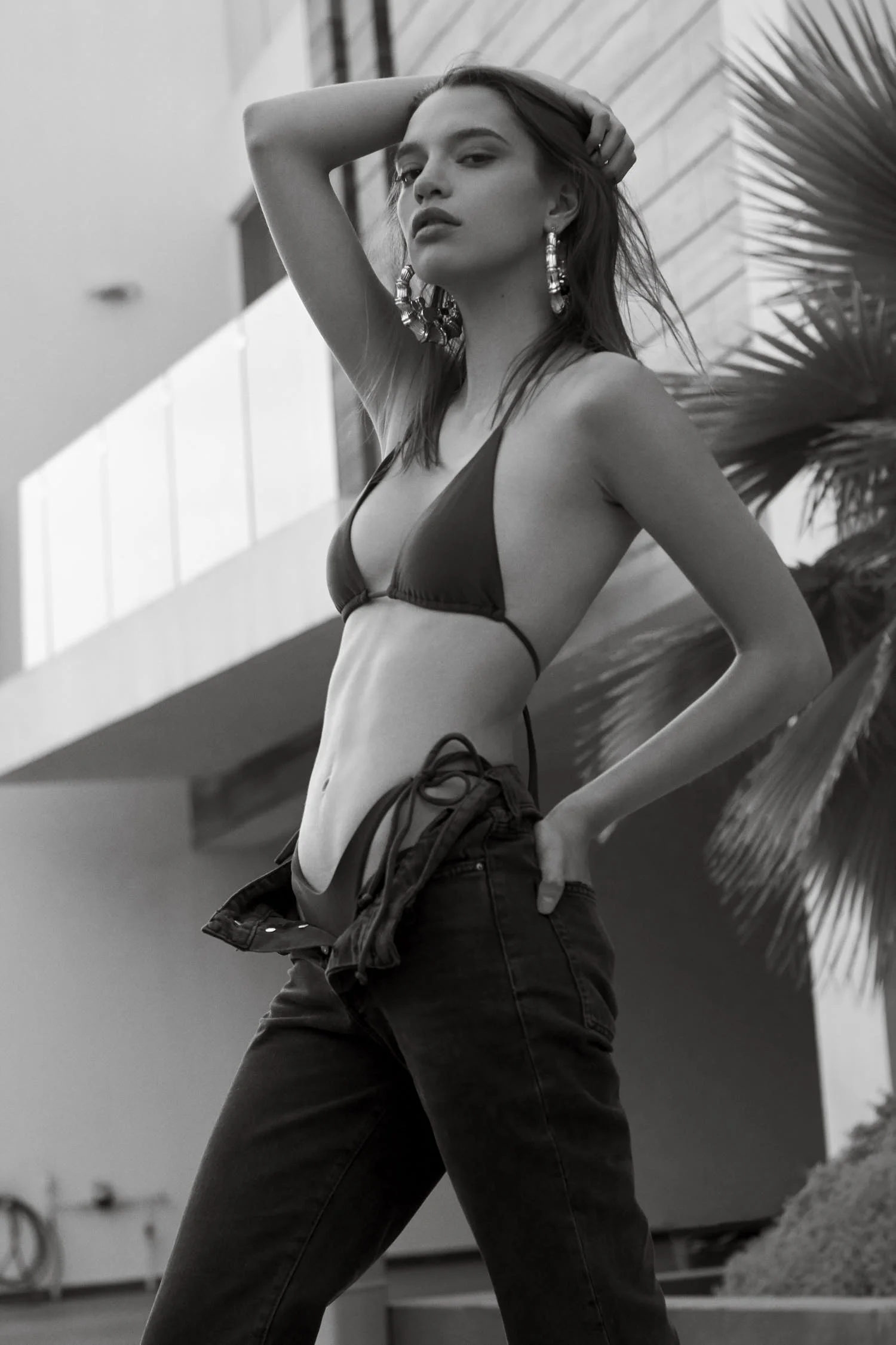 Camila poses for a photoshoot , she is wearing a La koi swimwear in the streets in Puebla Pue, Mexico Photo by Leonardo Fernández
