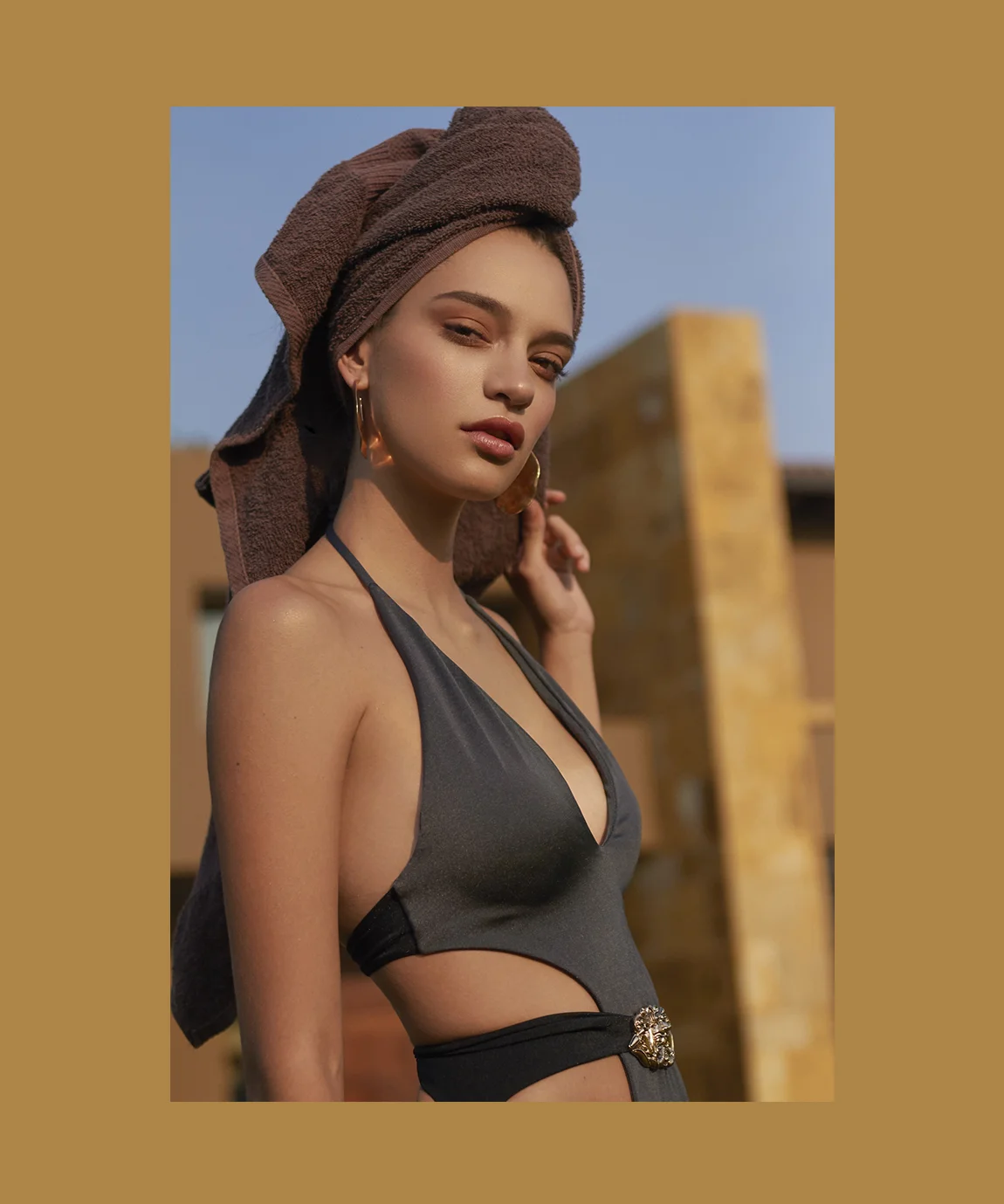 –– Anaheim One Piece by La Koi Swimwear , Earrings by TANDEM