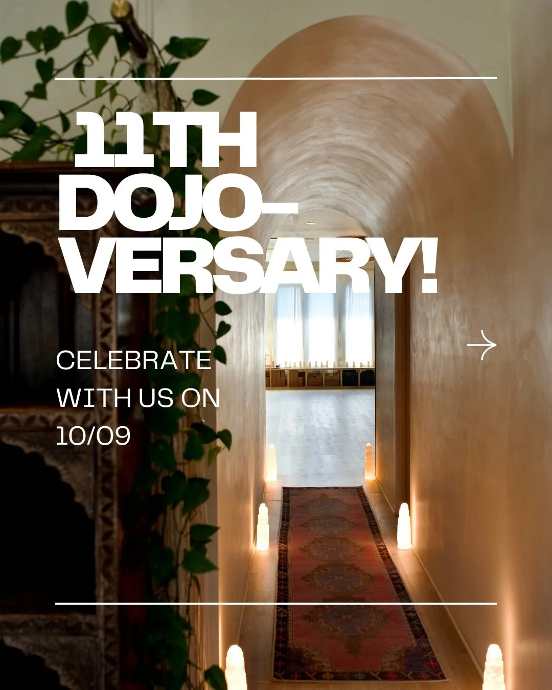The Yoga Dojo turns 11 years young on 10/8 with October 9th, 2015 being the date of our first class ever! Help us celebrate this very special Dojo-Versary next week on the 9th!

Bring a friend with you to class all day for free on 10/9🎉
At 5:30pm @f