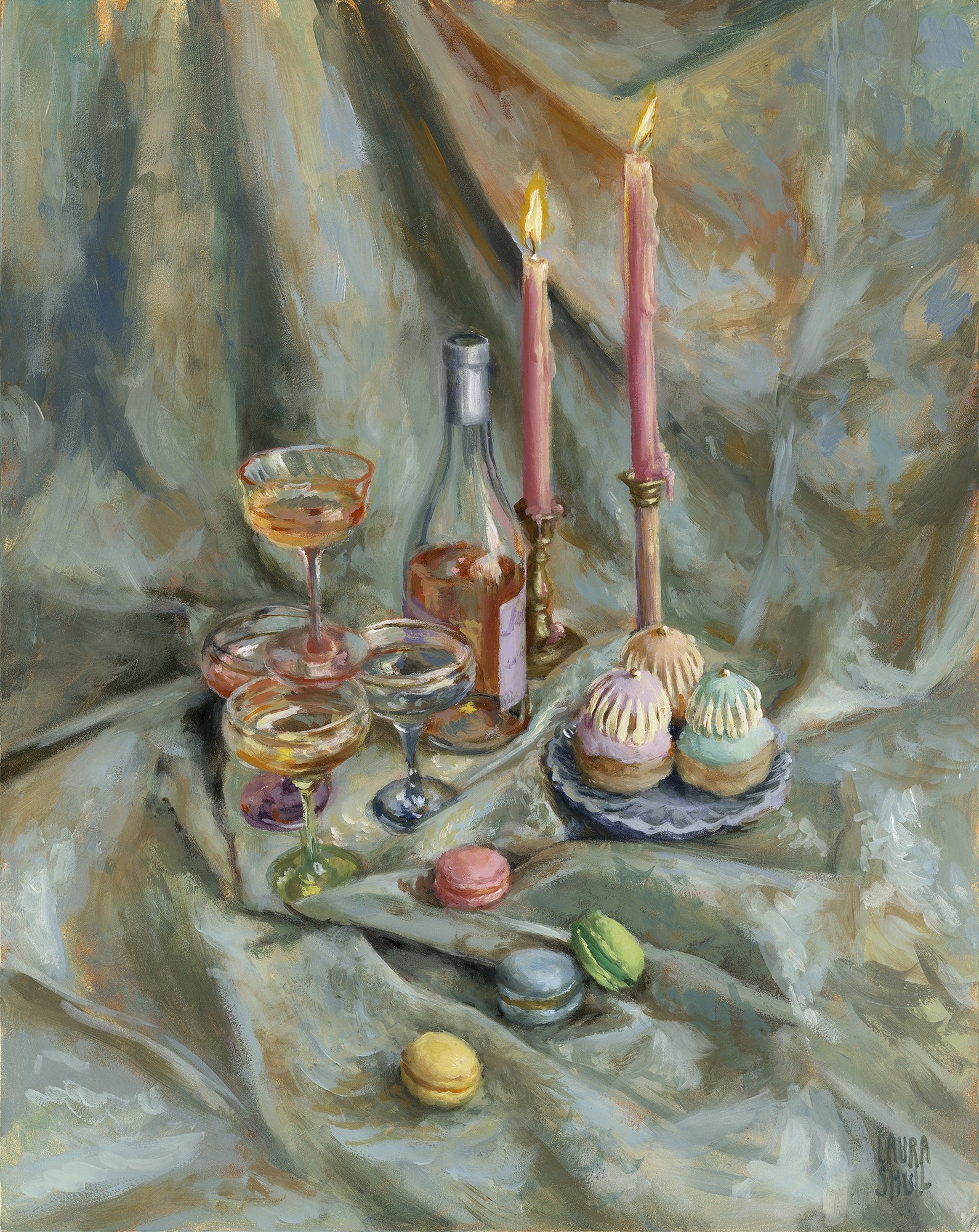 Macarons and Rosé | oil on panel | 8" x 10" | sold