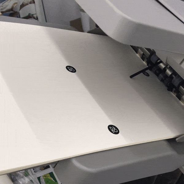 Branded B&O printing on card