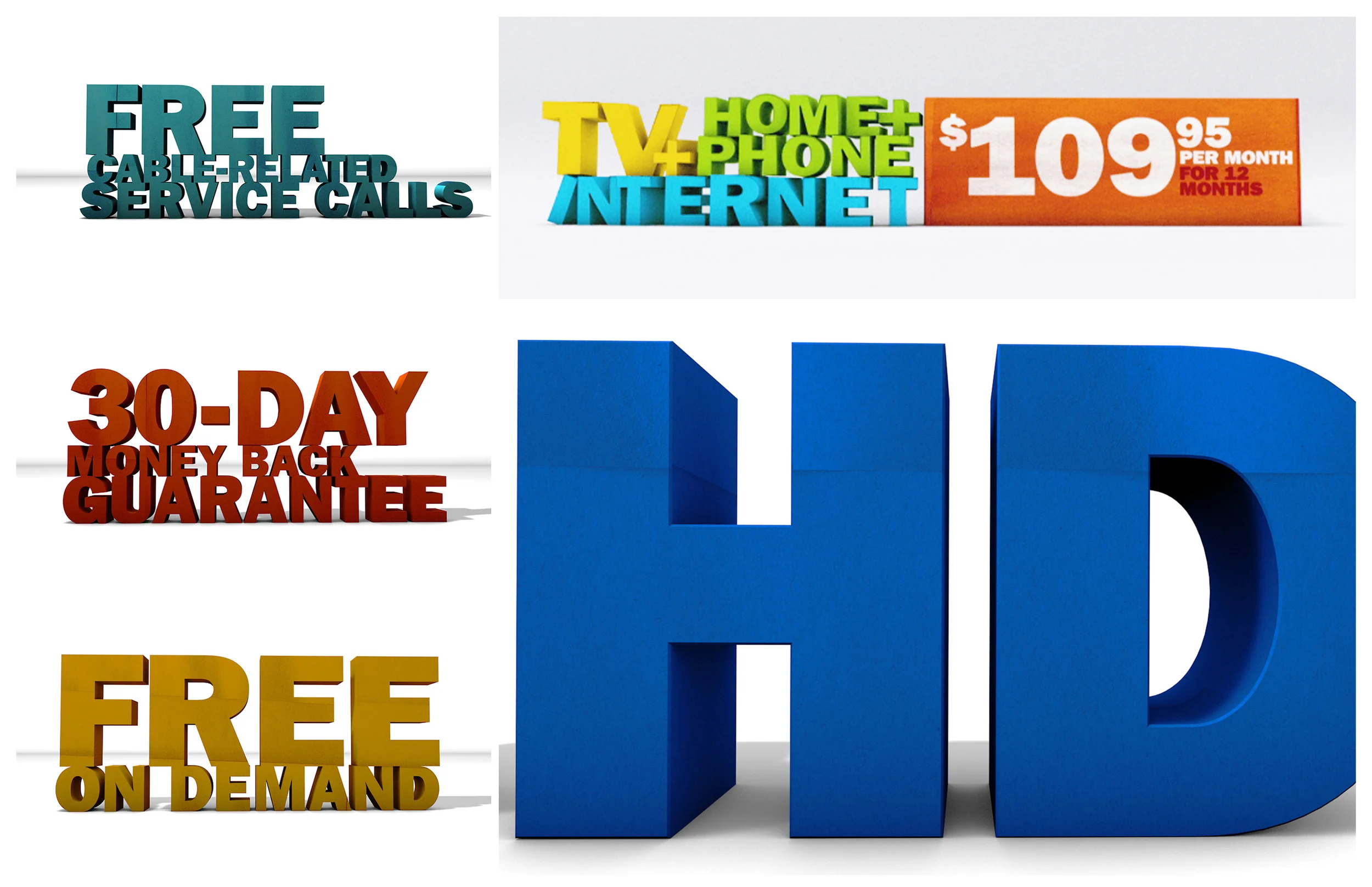 Text modeled, textured, lighted and animated in 3D