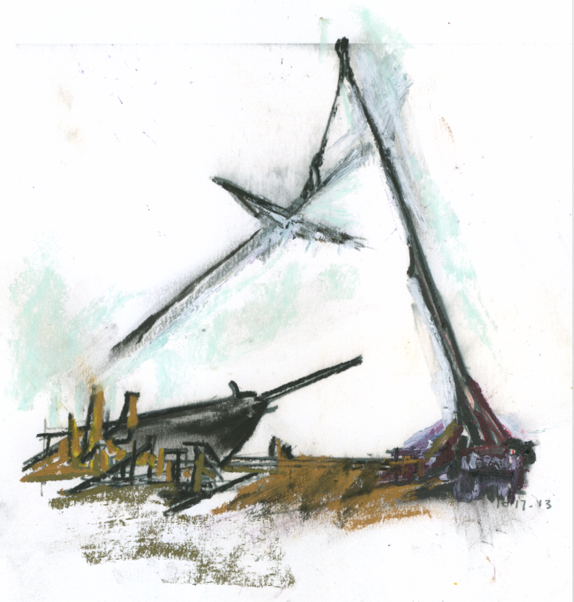 Raising the mast, Mystic Seaport, CT, Spring 2015