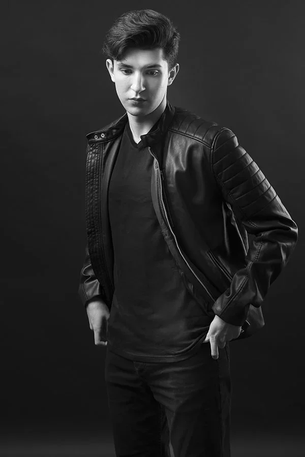 Male model in a leather jacket