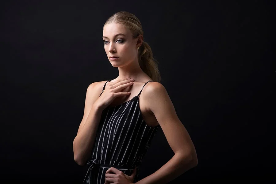 Dramatic fashion photo of a blonde