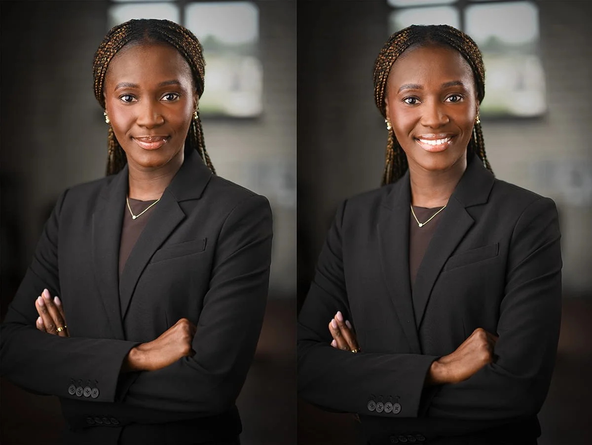 Woman's business headshot in black jacket