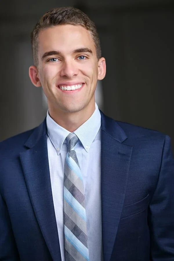 Headshot in a stripped tie