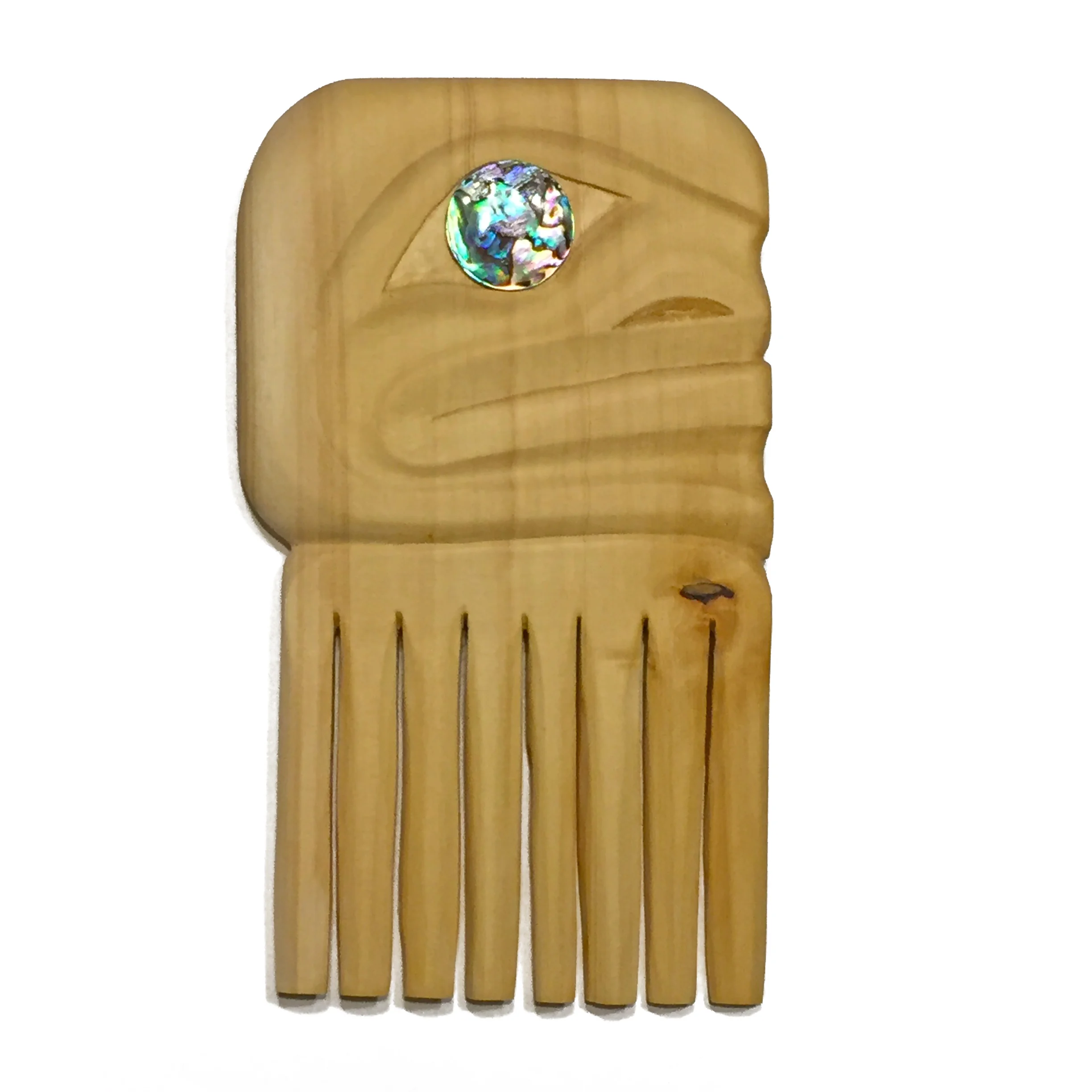 Tlingit Comb by James Johnson / Yellow Cedar, Abalone Eyes
