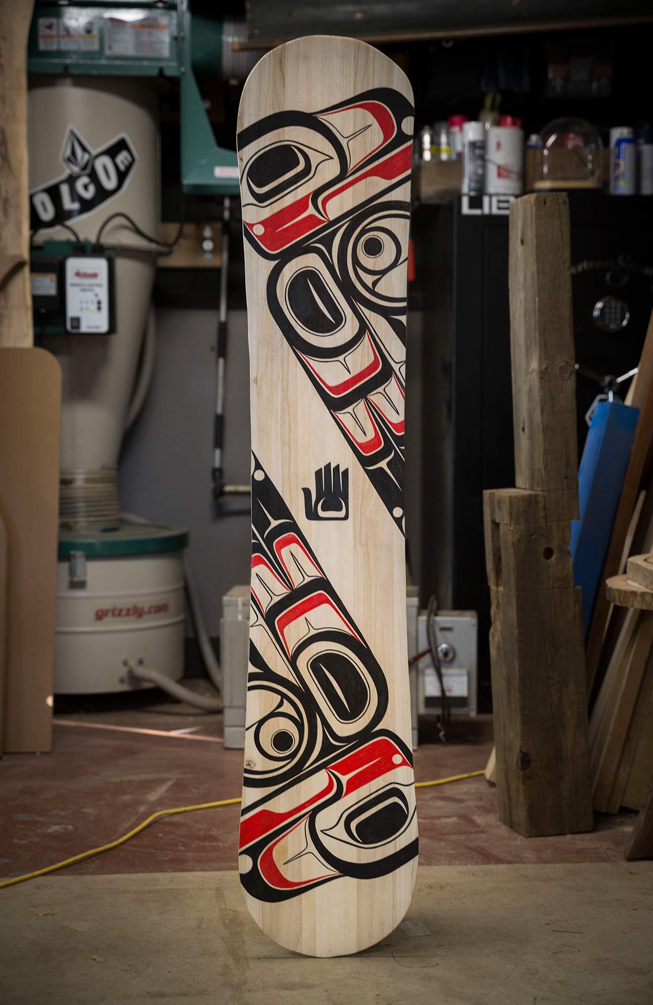 James's Finished Piece - Eagles on a Lib-Tech Base - "For Pete" / photo: Ian Tetzner