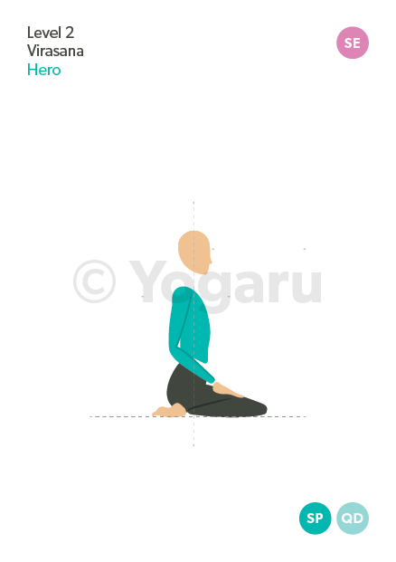 Virasana Hero Pose knee stretch and meditation pose in yoga