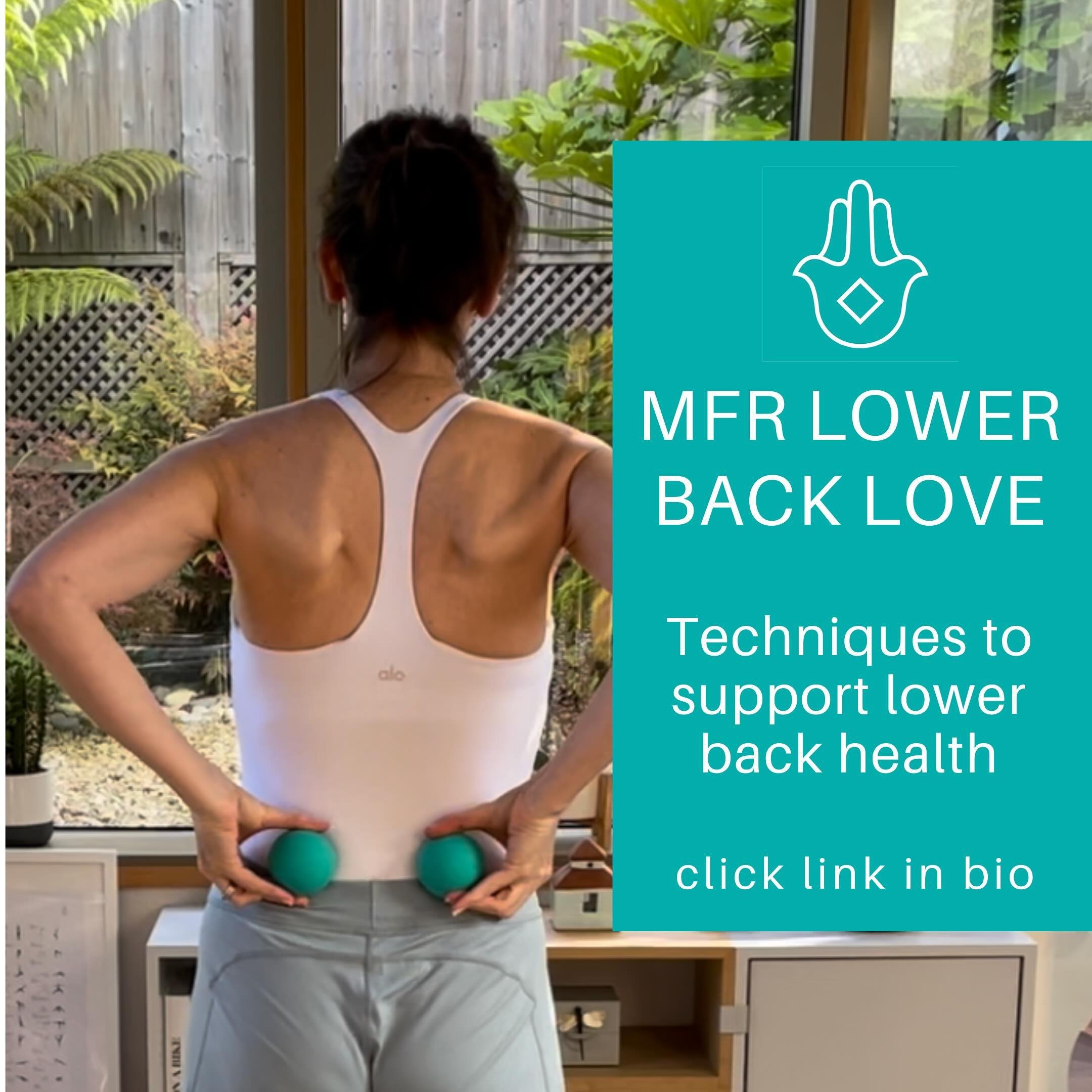 MFR LOWER BACK LOVE ONLINE WORKSHOP THIS SATURDAY!!! Nagging lower back pain? MFR is an essential tool to support lower back health. It helps with tissue hydration, circulation, stiffness &amp; most importantly pain management. Join my oine workshop 