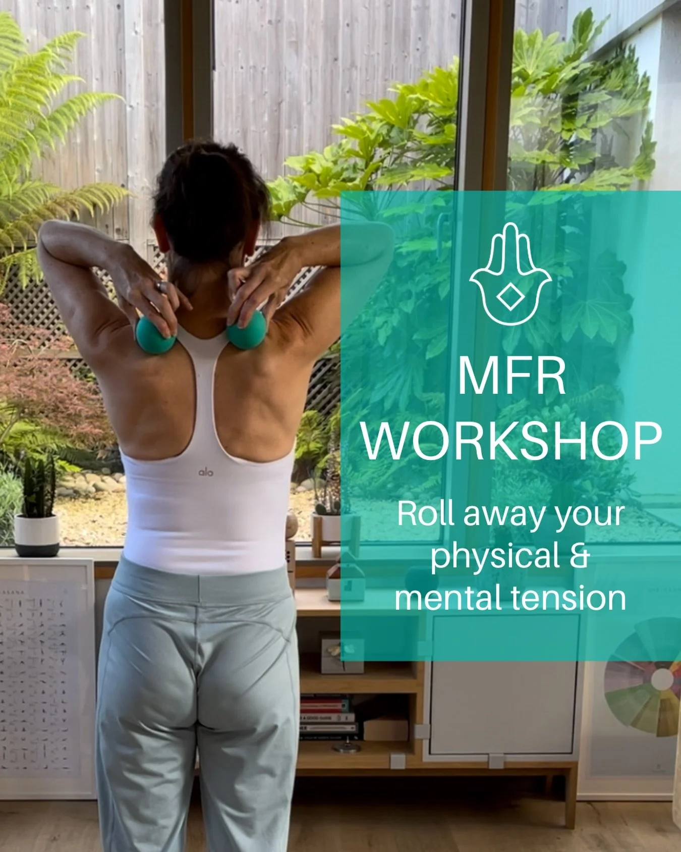 MFR IN PERSON WORKSHOP. Roll away your physical &amp; mental tension. Join in person for my MFR Workshop and learn how to incorporate MFR, or myofascial release self massage, into your routines and experience its powerful effects. MFR is a therapeuti