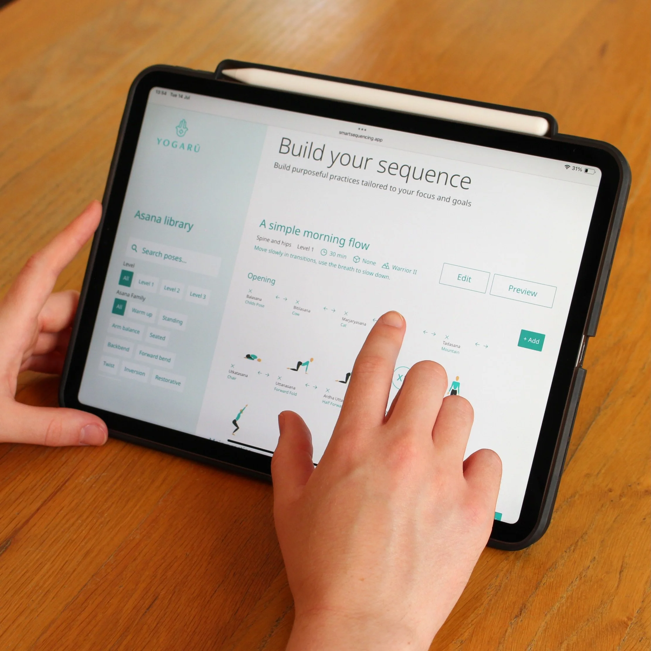 BUILD PURPOSEFUL YOGA SEQUENCES

From inspiration to intentional practice.

Every great sequence starts with an idea.

Yogaru Smart Sequencing helps you turn that idea into a purposeful yoga sequence by giving you a clear visual space to explore, org
