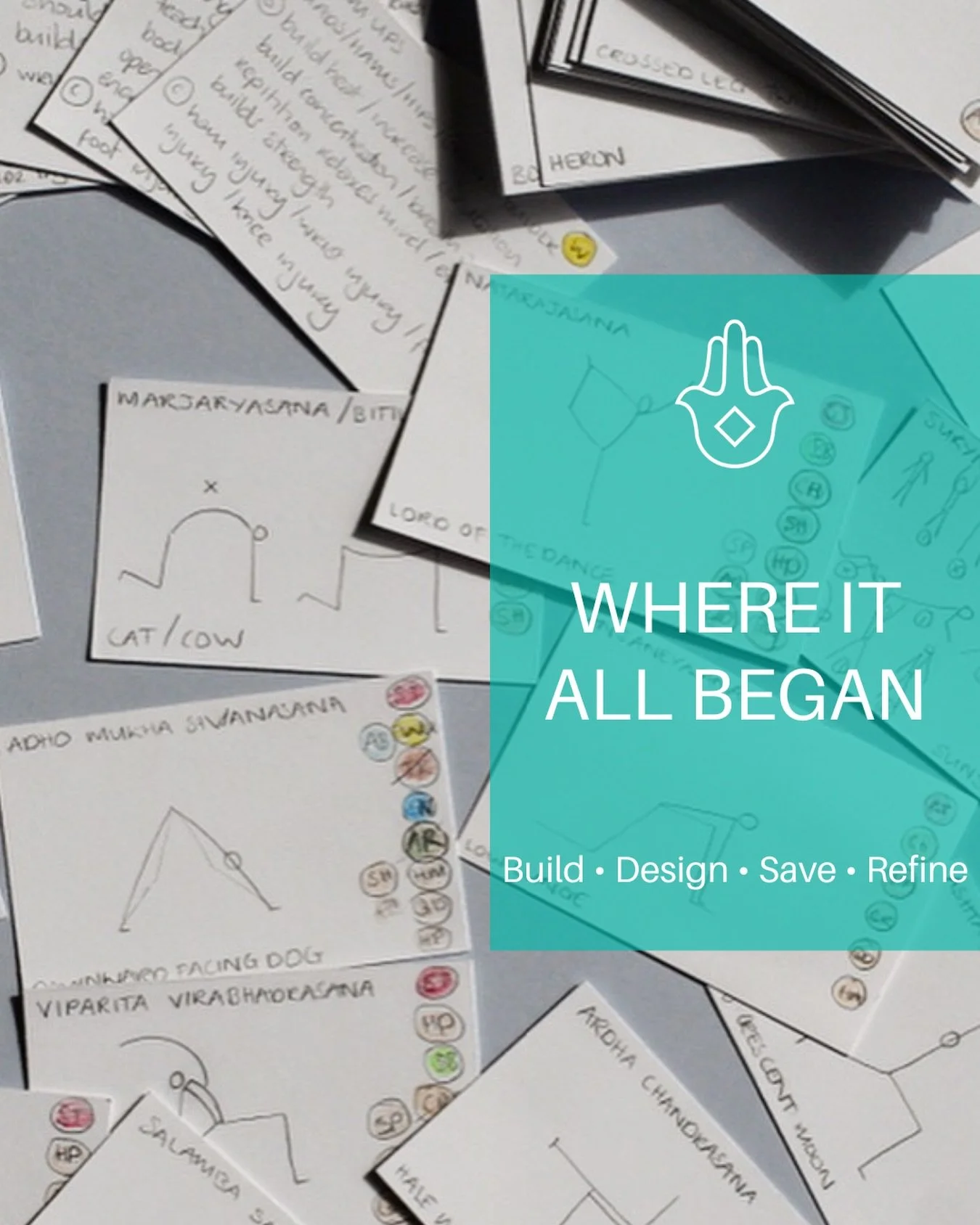 WHERE IT ALL BEGAN

The first sketches that started it all.

Everything starts with an idea.

These were some of my very first sketches while designing the original 108 Asana Cards. I wanted to make yoga sequencing more visual and easier to understan