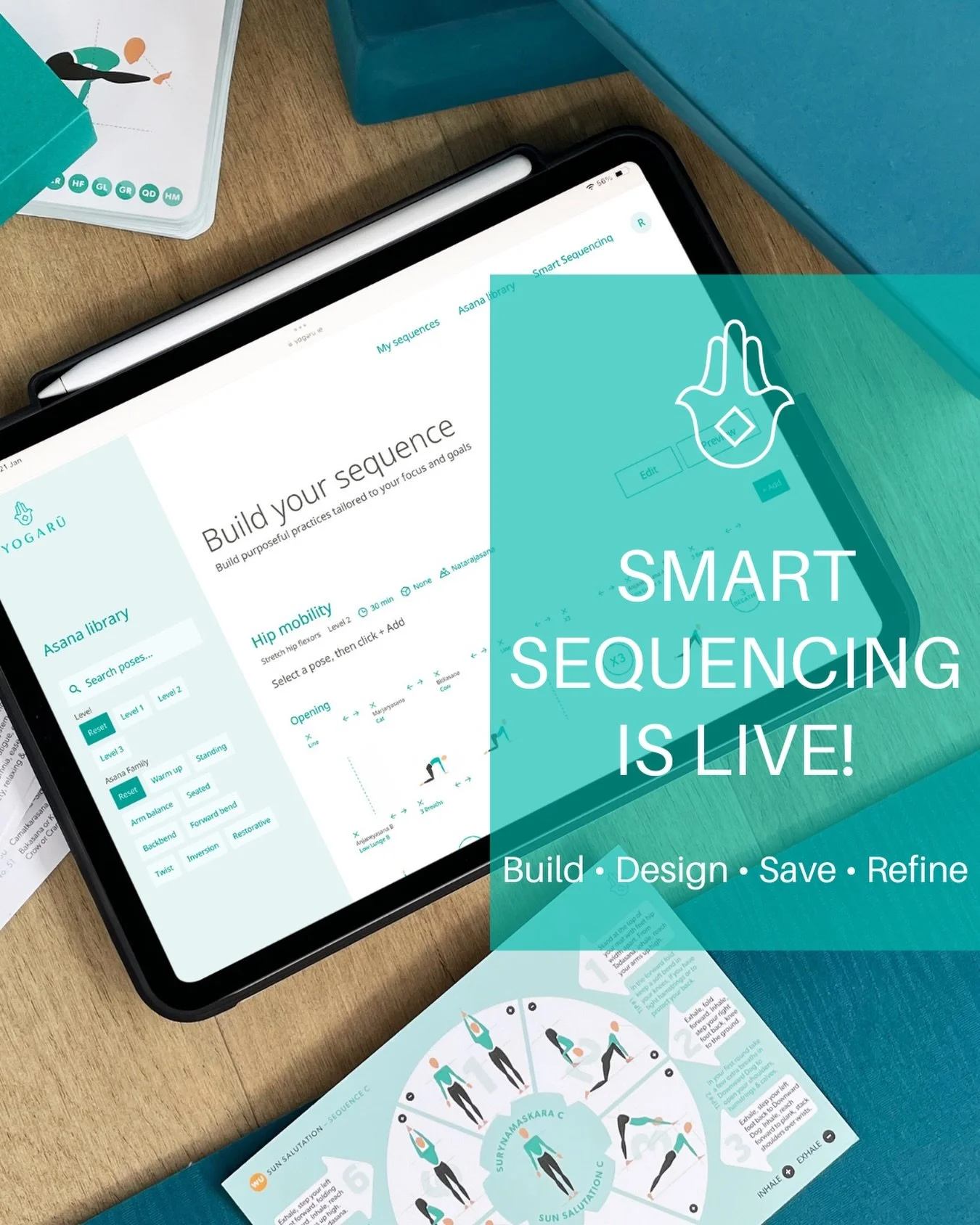 ONE IDEA. TEN YEARS IN THE MAKING.

Yogaru Smart Sequencing is now live.

Ten years ago I created the 108 Asana Cards to make yoga sequencing more visual, creative and easier to understand.

That one idea has continued to grow through my classes, wor