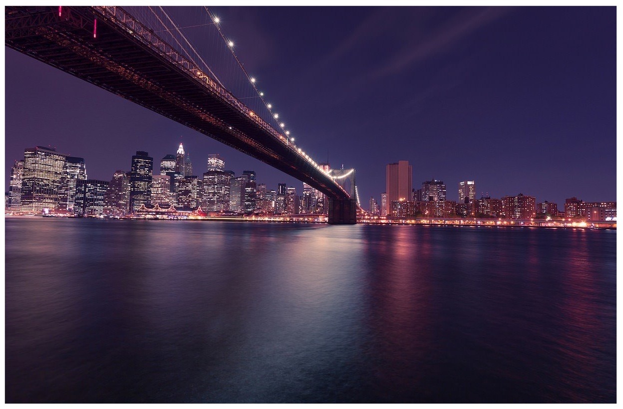 Brooklyn Bridge into New York City