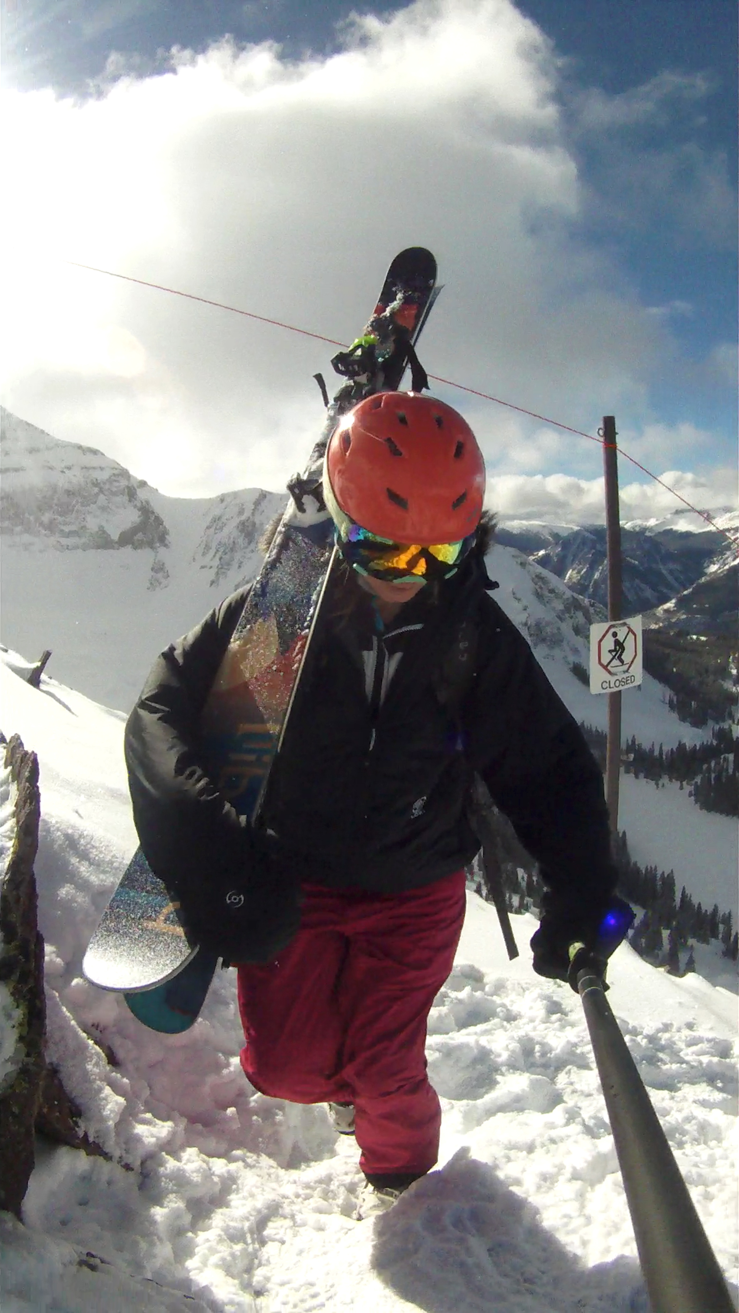 Liberty Skis Origin hiking Telluride's Black Iron Bowl