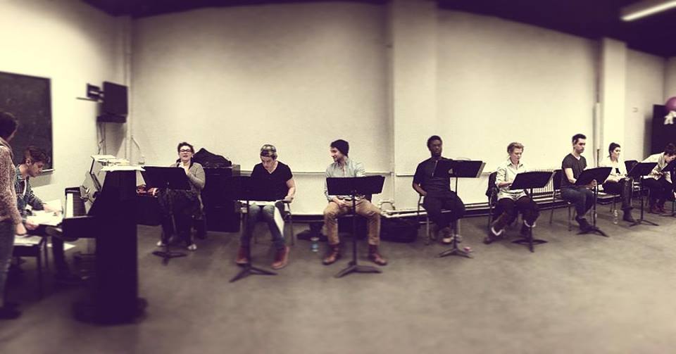 Rehearsal for February '16 reading of Sapien Sapien Sapien, NYC