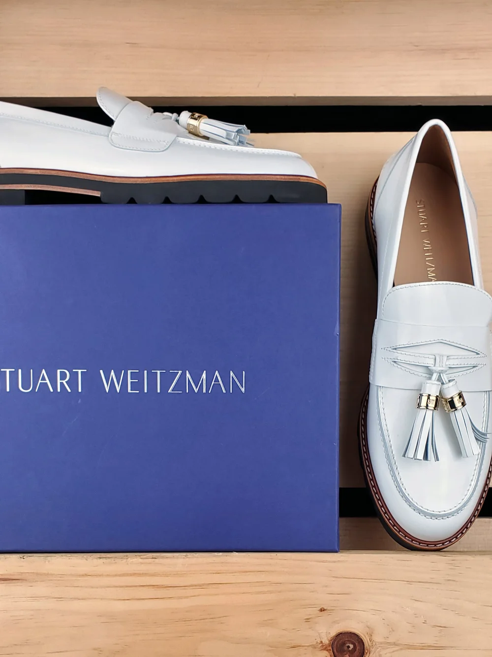 Stuart Weitzman Blue Loafers with Tassel Accents Britt Bow Loafer | Stuart Weitzman main image 3