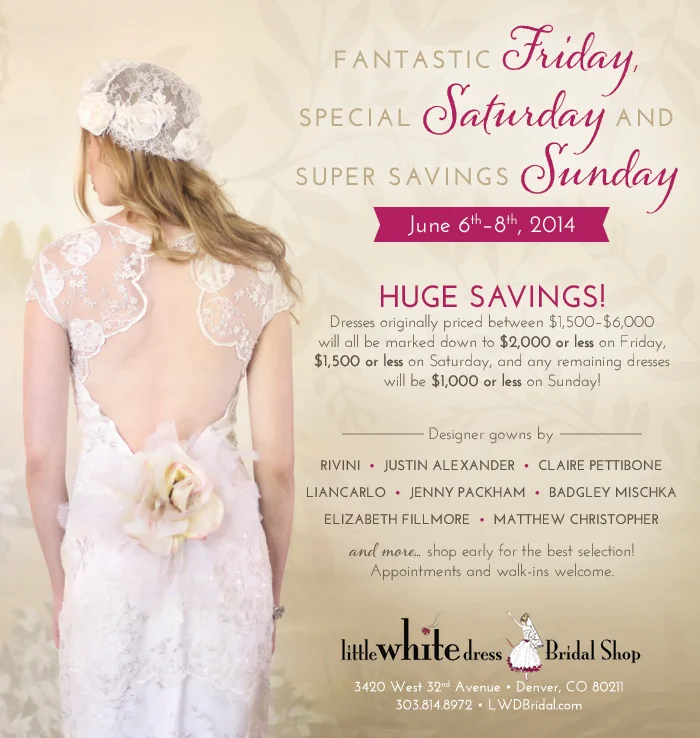Designer Wedding Dress Sample Sale!