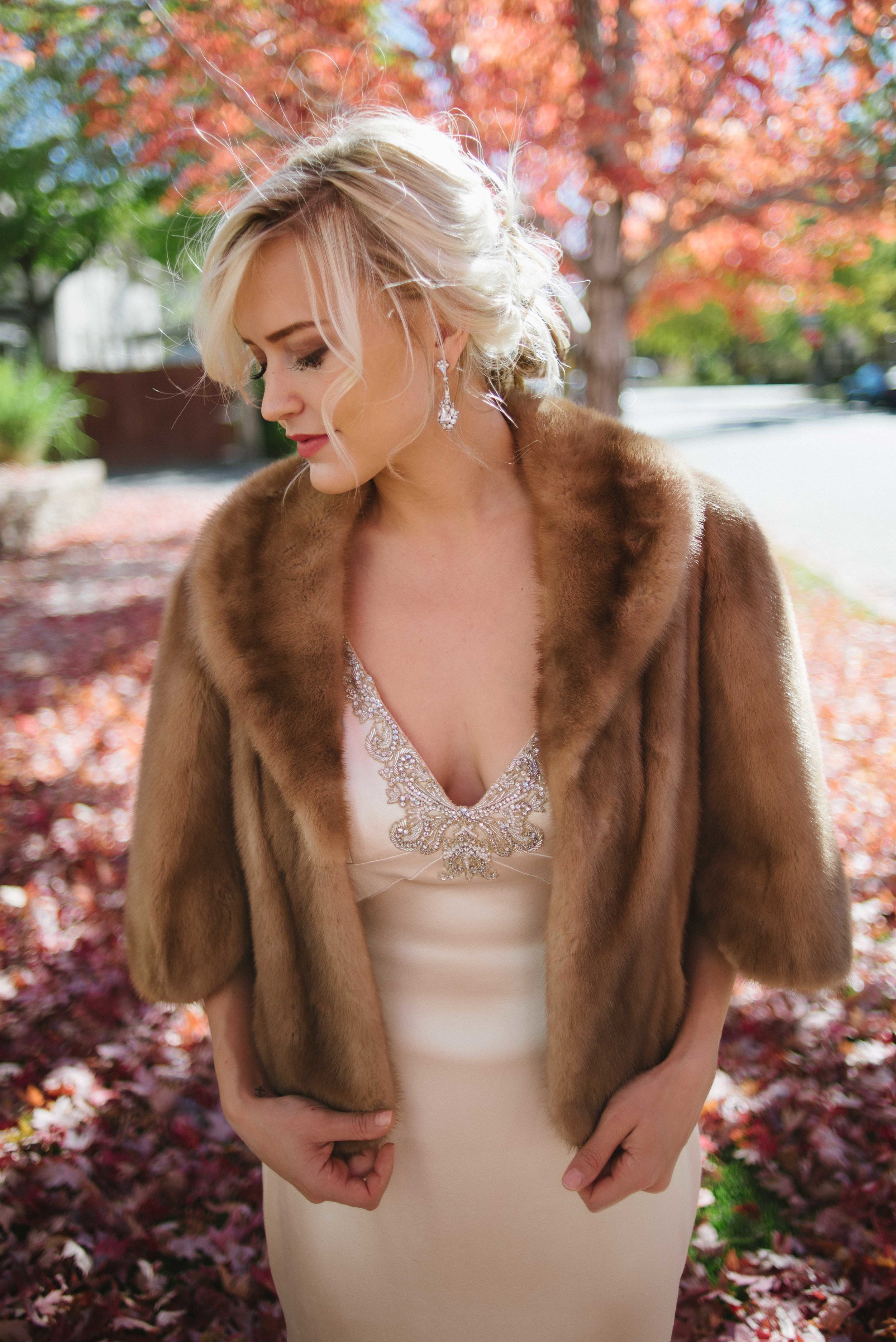  Fall Wedding | Vintage Bridal Fur from Little White Dress Bridal Shop 