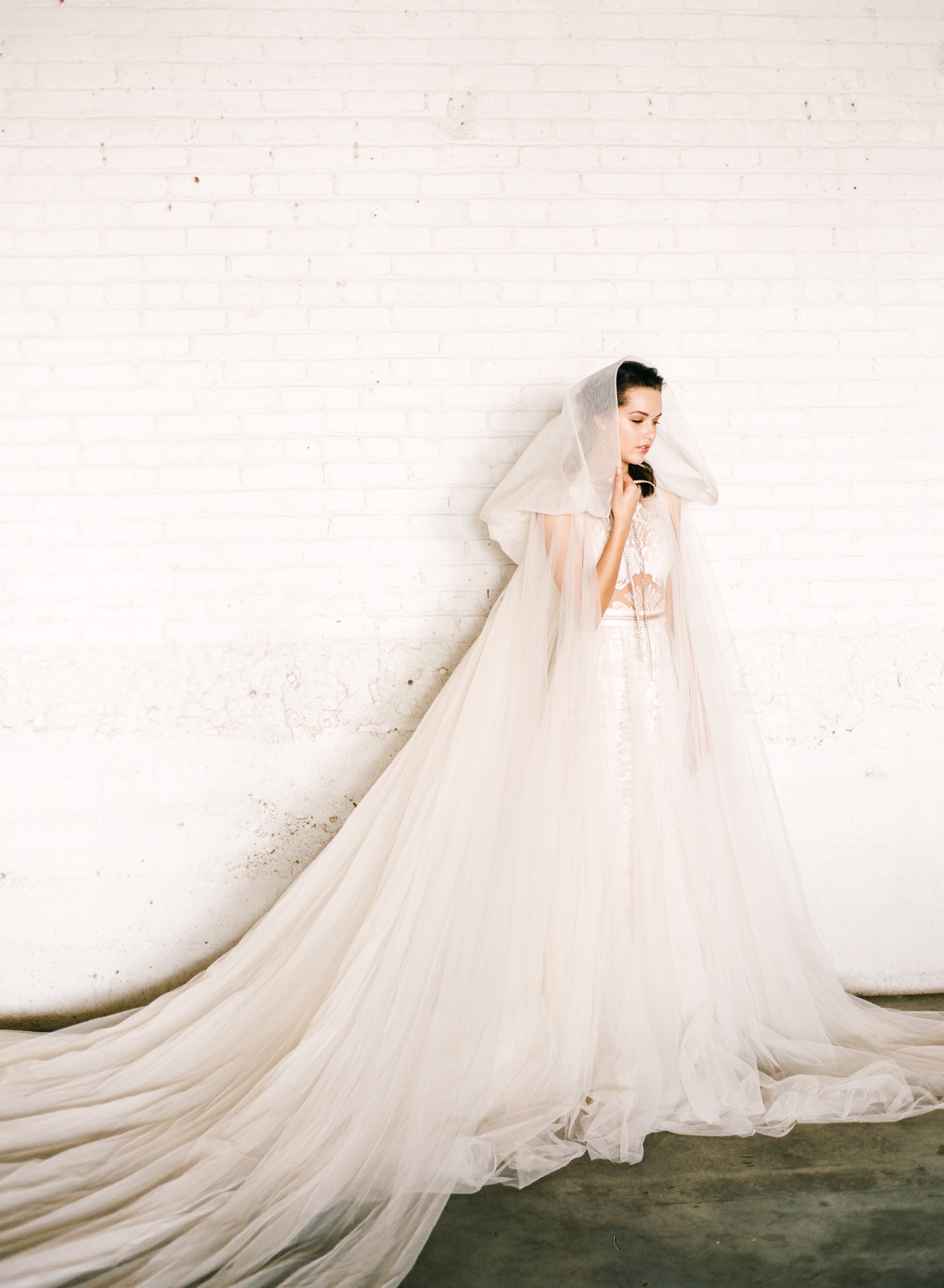  Galia Lahav "Flavia" gown and "Elise" cape from Little White Dress Bridal Shop | Connie Whitlock Photography | at Moss in Denver 