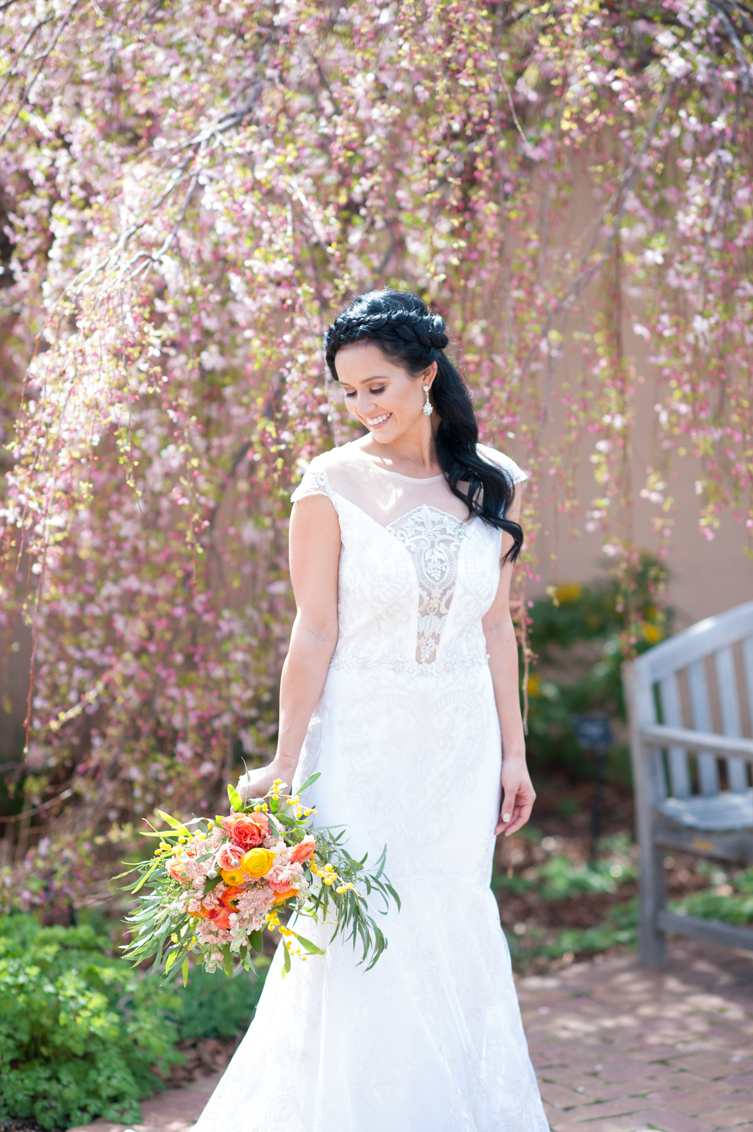  Spring inspired shoot at Botanic Gardens Denver | "Vanderbilt" from Claire Pettibone available at Little White Dress Bridal Shop |&nbsp; Colby Elizabeth Photography  