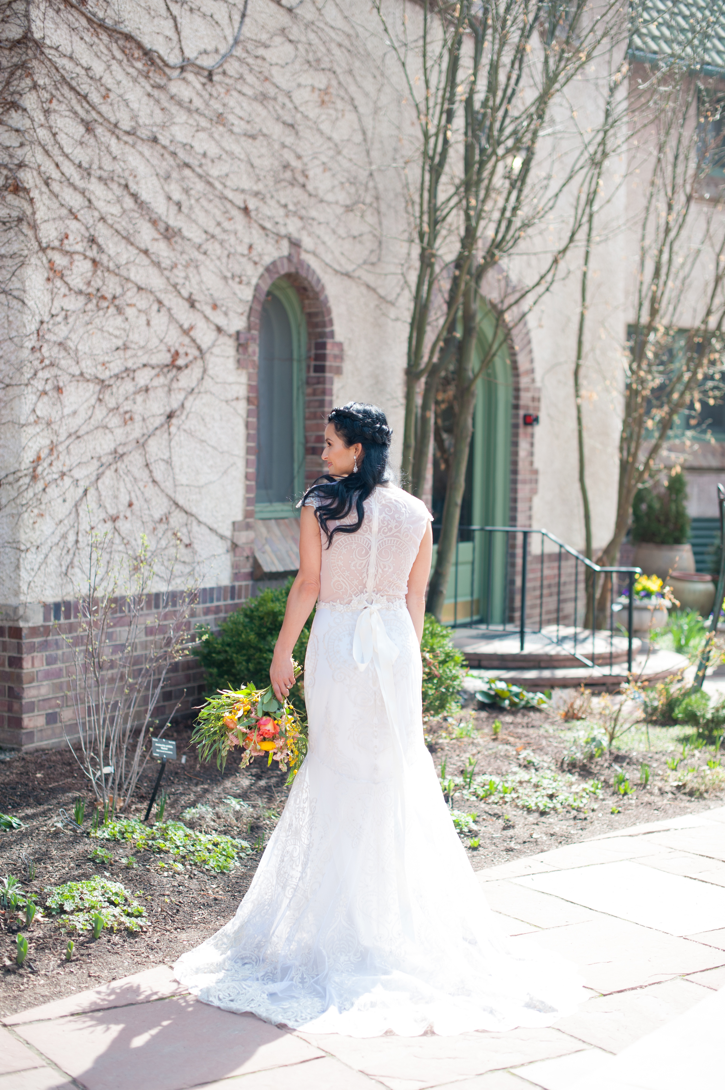  Spring inspired shoot at Botanic Gardens Denver | "Vanderbilt" from Claire Pettibone available at Little White Dress Bridal Shop |&nbsp; Colby Elizabeth Photography  