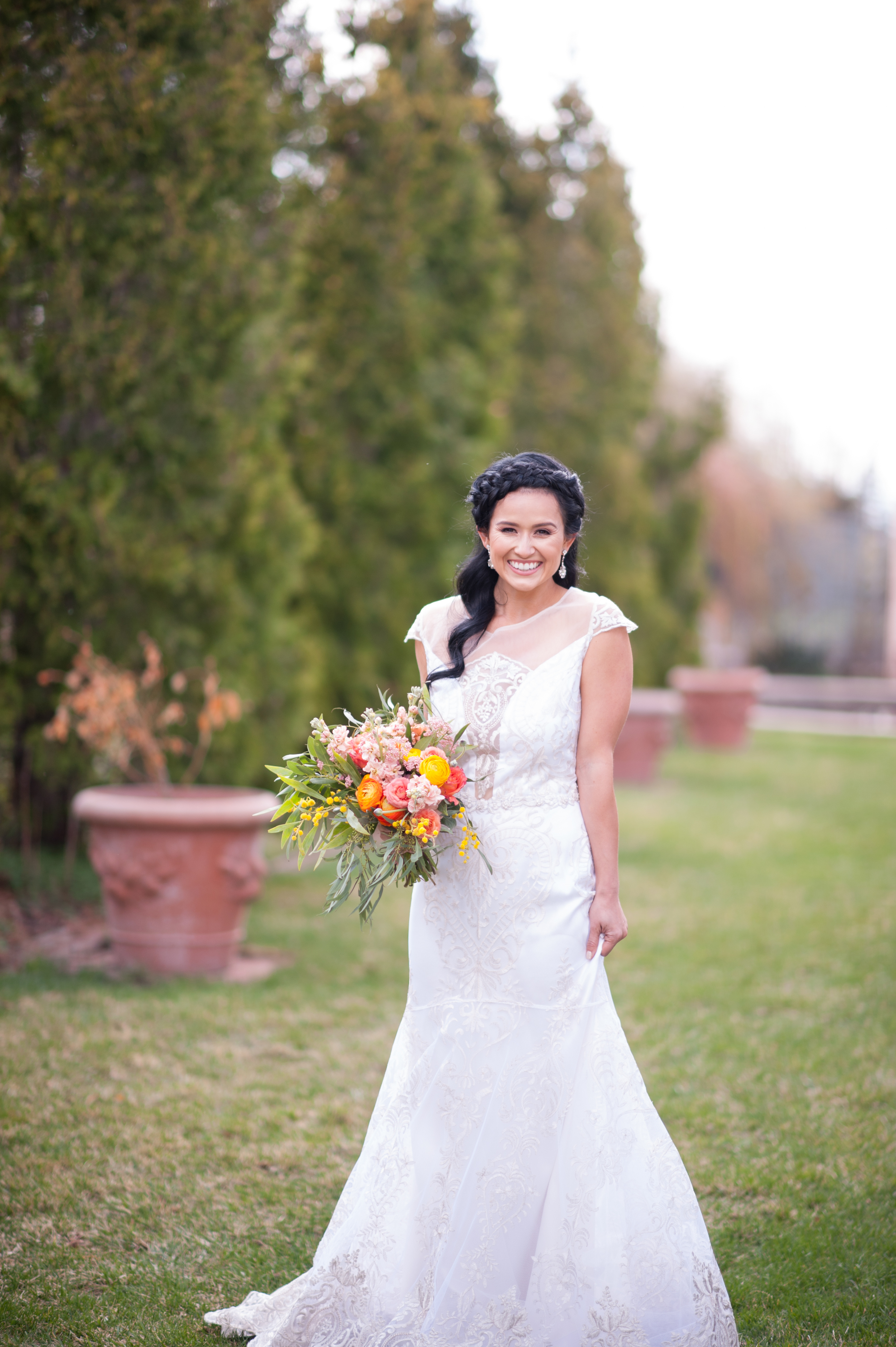  Spring inspired shoot at Botanic Gardens Denver | "Vanderbilt" from Claire Pettibone available at Little White Dress Bridal Shop |&nbsp; Colby Elizabeth Photography  