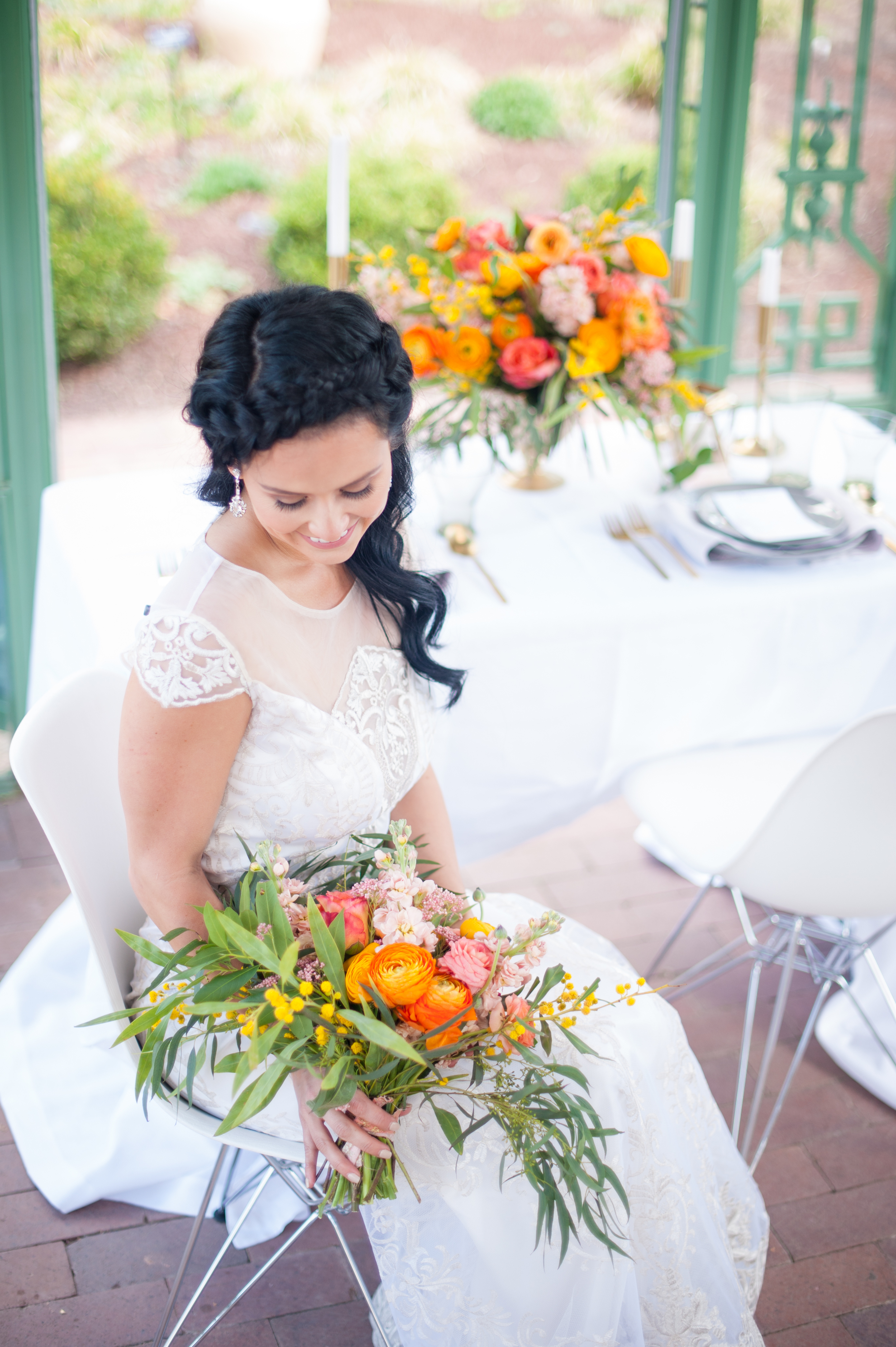 Spring inspired shoot at Botanic Gardens Denver | "Vanderbilt" from Claire Pettibone available at Little White Dress Bridal Shop | Colby Elizabeth Photography