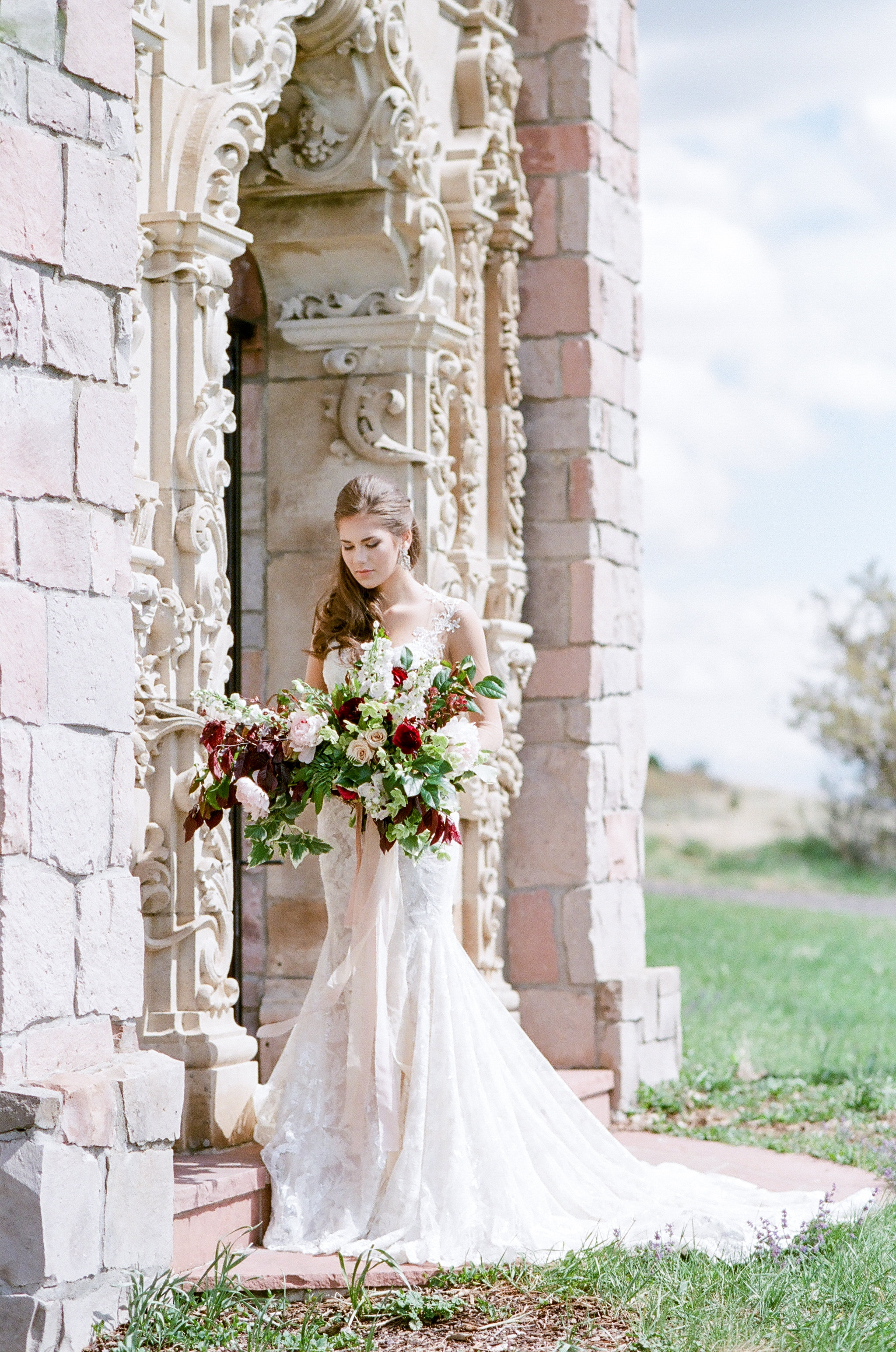 Cherokee Castle shoot | Galia Lahav "Gwen" | Marchesa jewelry and shoes | all available at LIttle White Dress Bridal Shop in Denver | Tamara Gruner Photography