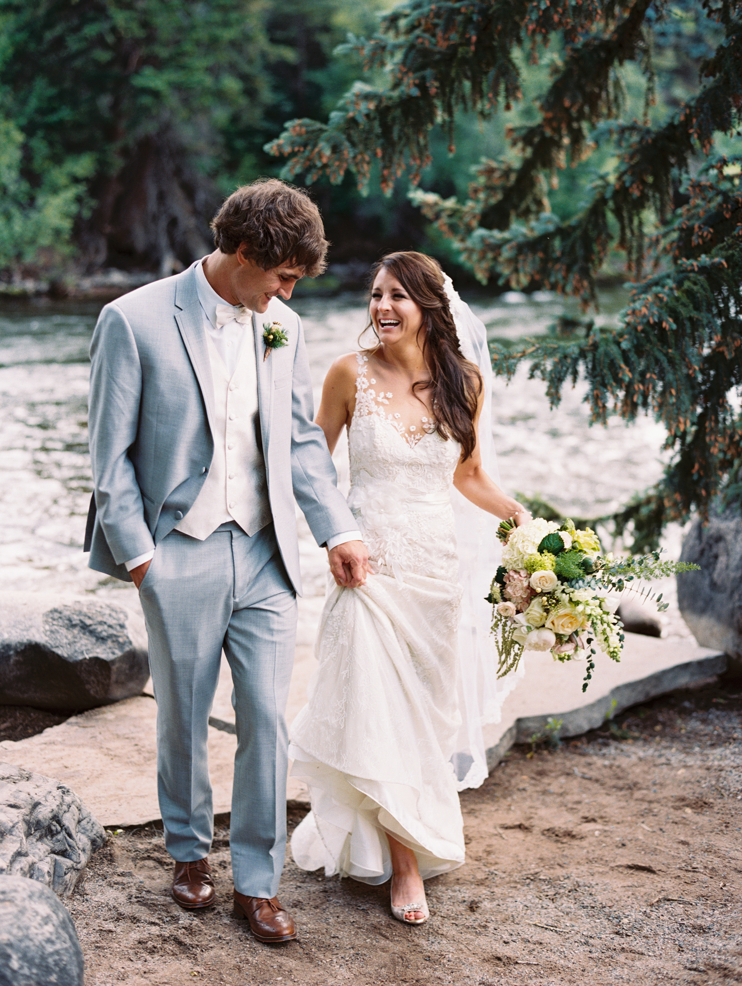 Leslie + Tyler | Liancarlo 6815 gown and Sassi Holford sash both from Little White Dress Bridal Shop in Denver | Cassidy Brooke Photography