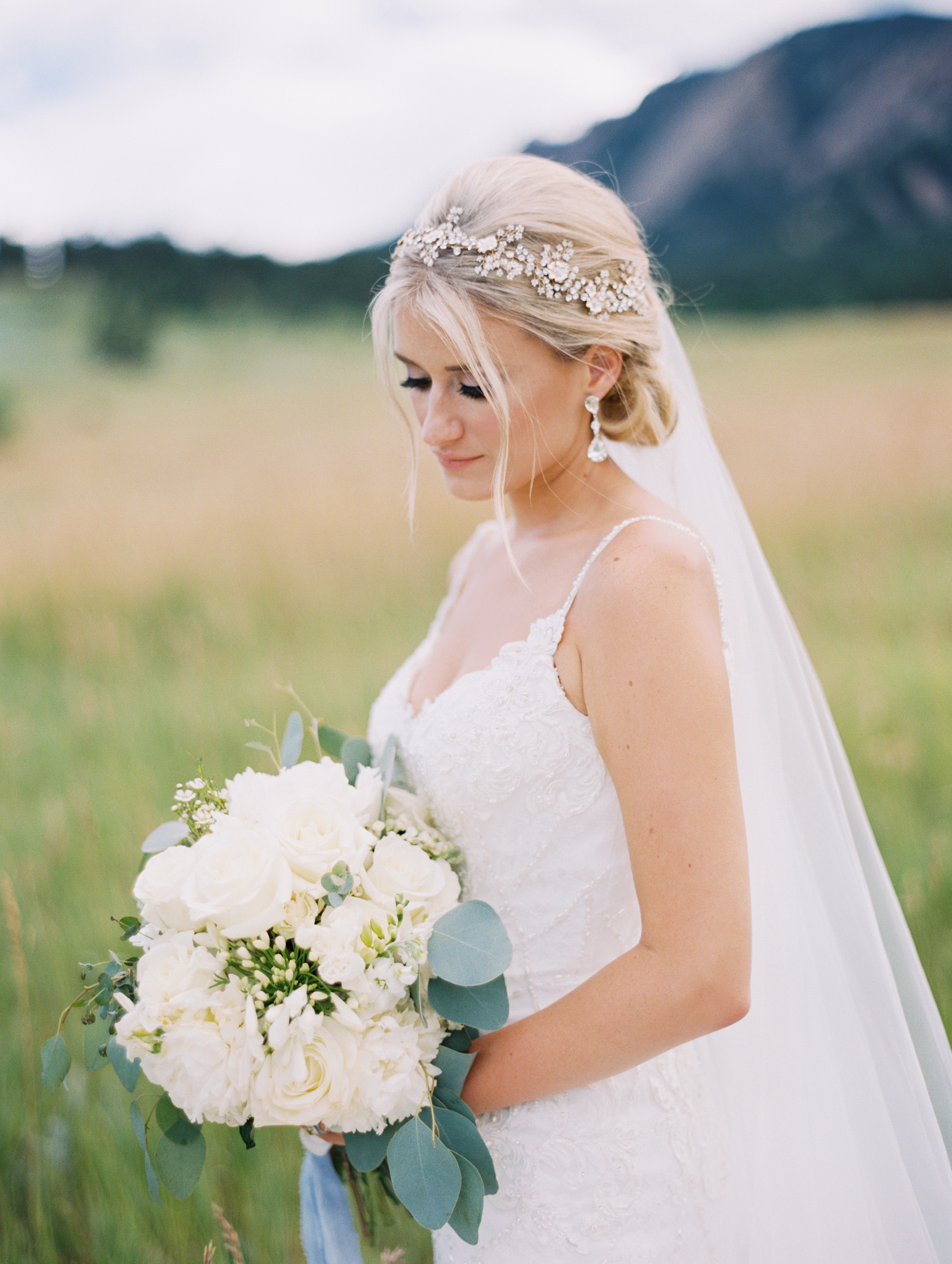  Bride Ellen | gown by Justin Alexander #9819 | headpiece by Twigs and Honey | veil by Love Veils and Accessories | all available at Little White Dress Bridal Shop in Denver | Cassidy Brooke Photography 