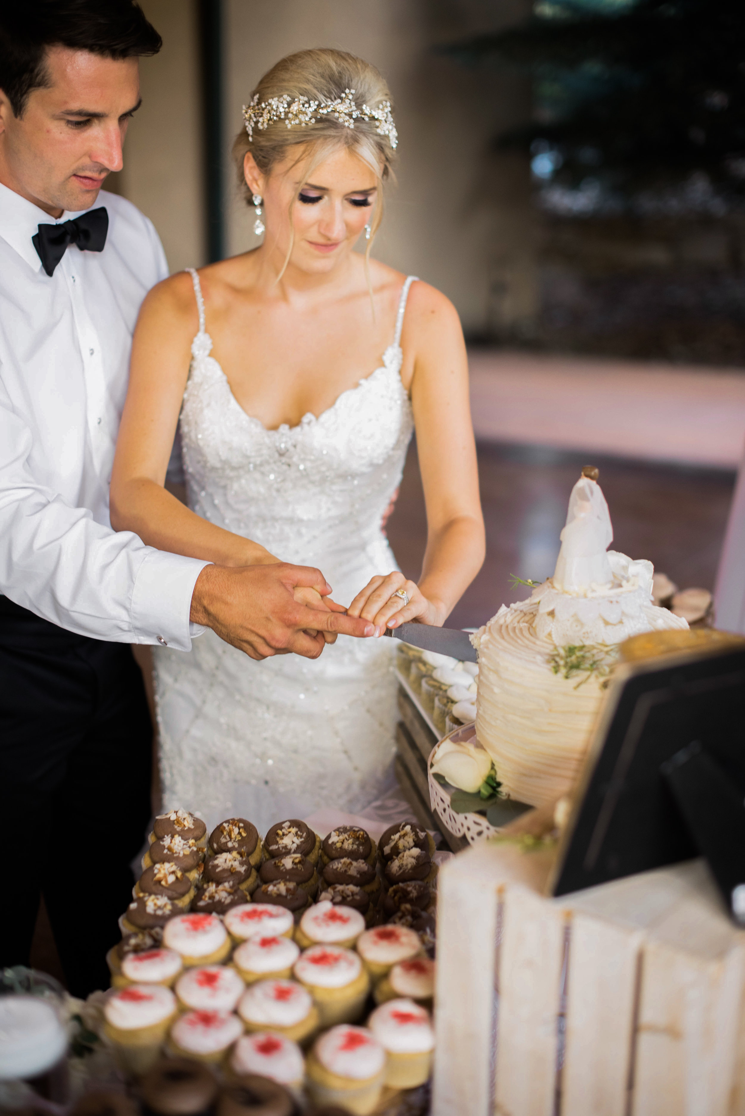  Bride Ellen | gown by Justin Alexander #9819 | headpiece by Twigs and Honey | veil by Love Veils and Accessories | all available at Little White Dress Bridal Shop in Denver | Cassidy Brooke Photography 