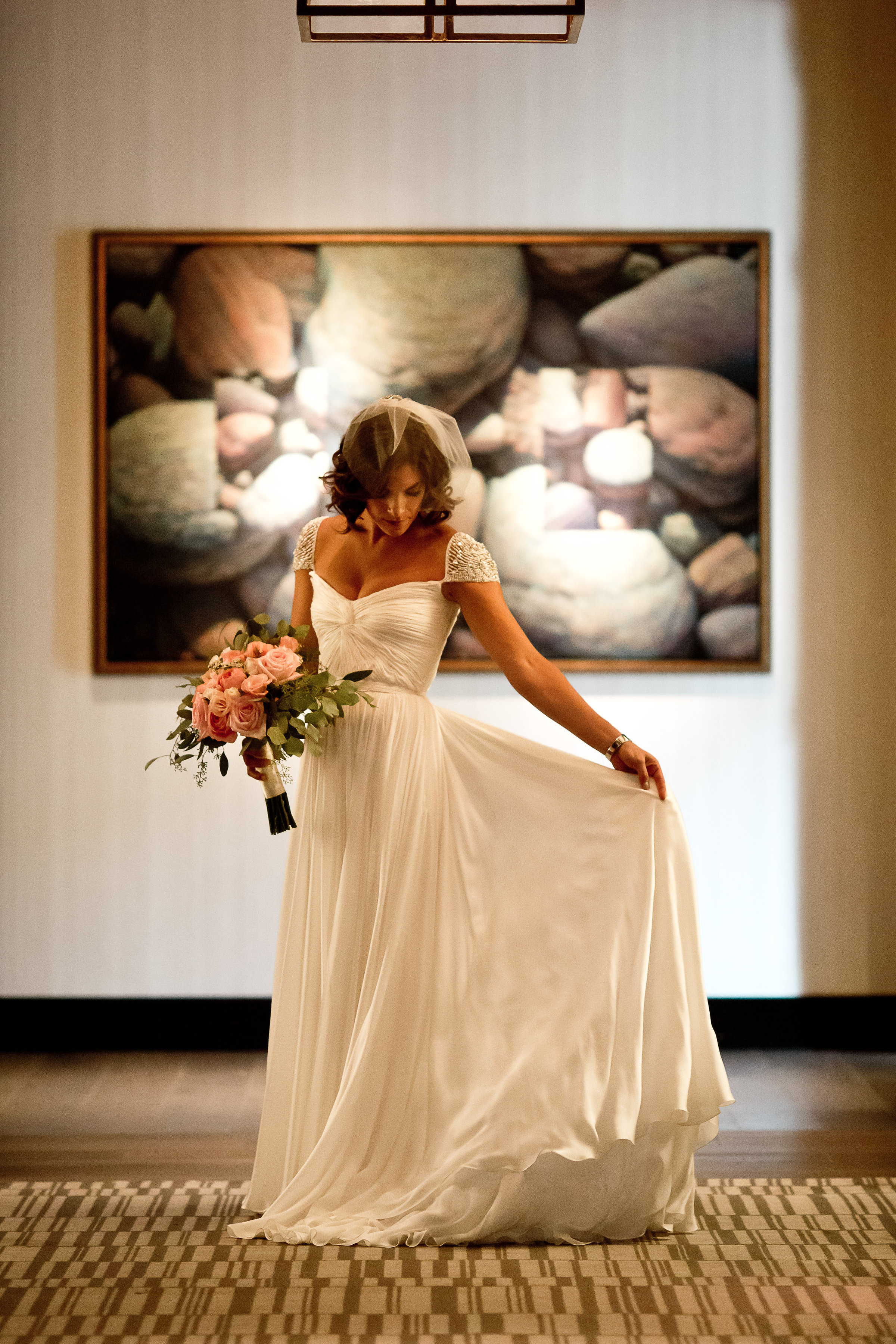 Alana | gown "Olivia" by Reem Acra | headpiece by Love Veils and Twigs & Honey | all from LIttle White Dress Bridal Shop in Denver, Colorado | Tom K Photography