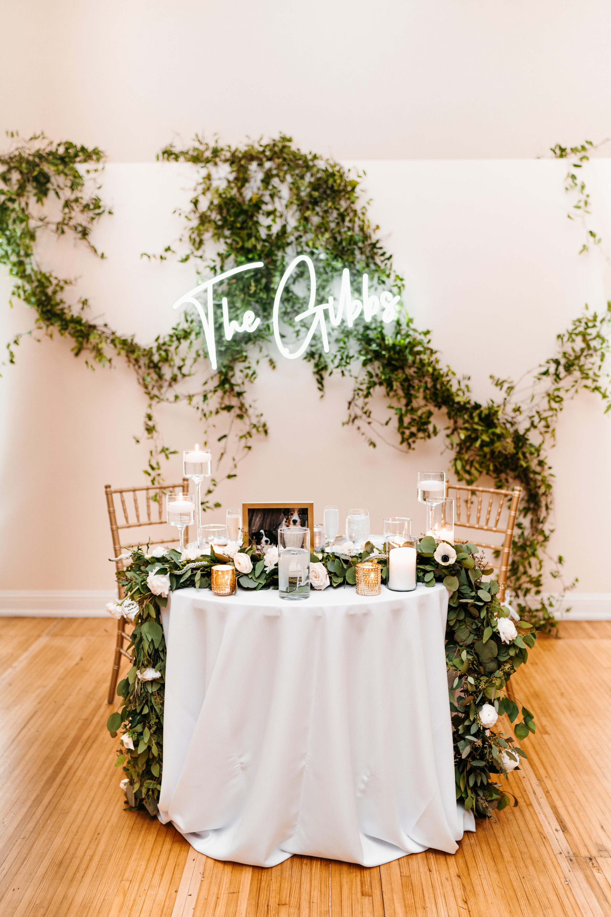 bride and groom table decor