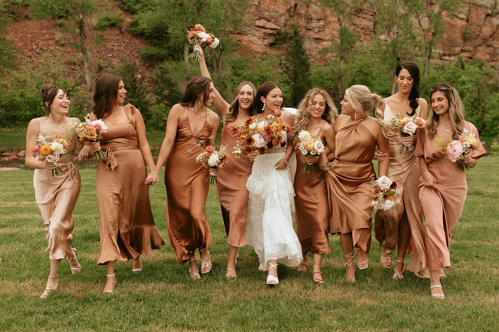  unique bridesmaids terracotta gowns rust colored dresses  