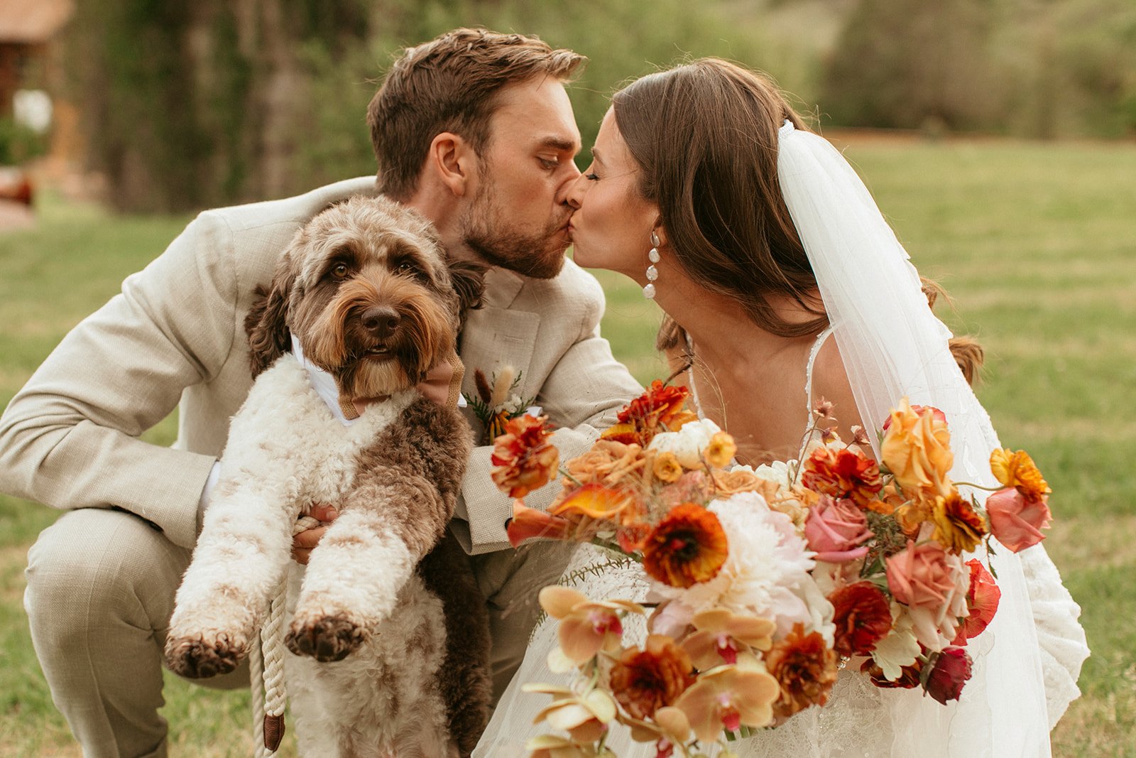  boho wedding dog wedding terracotta florals  