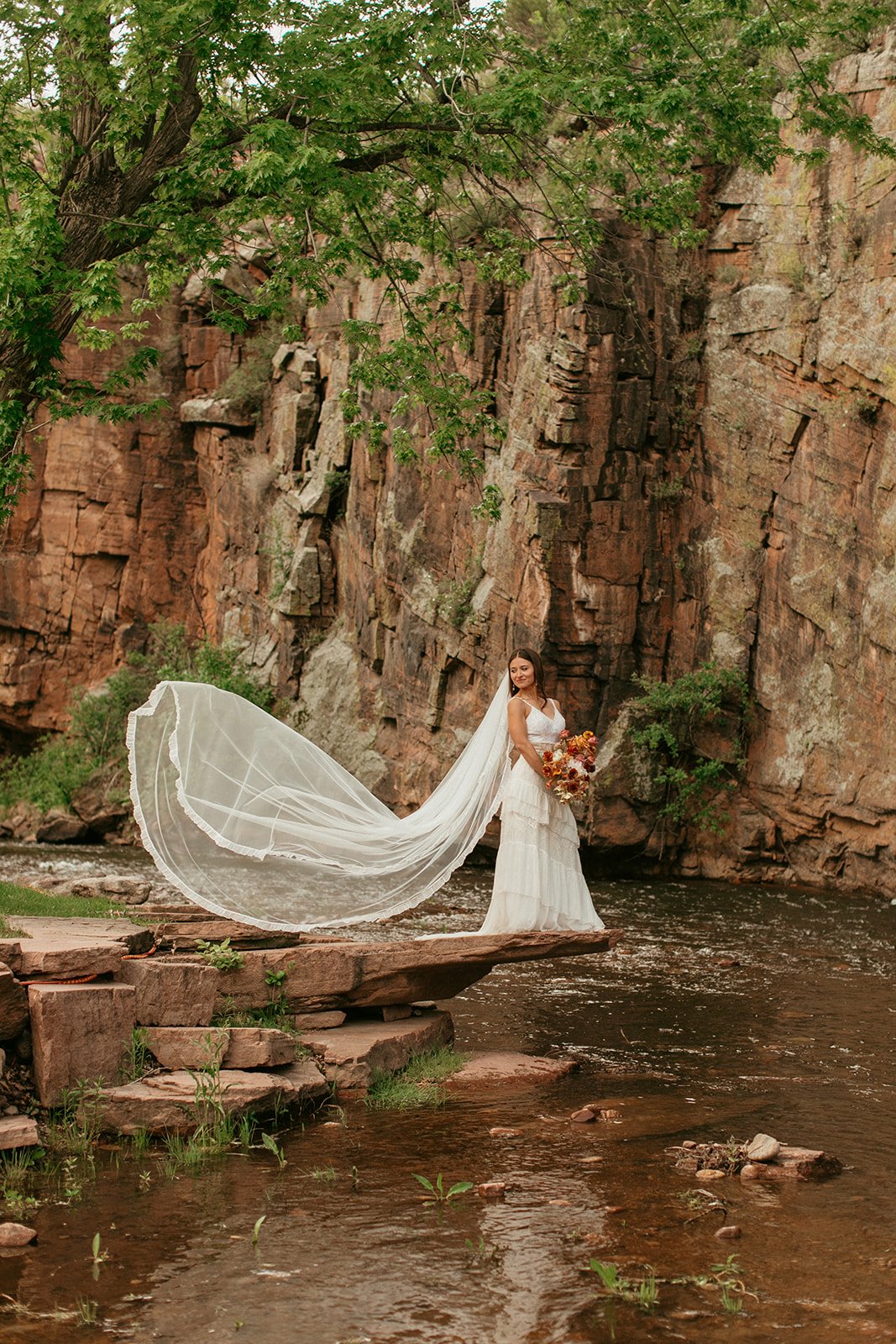  dramatic veil riverside wedding lyons colorado 