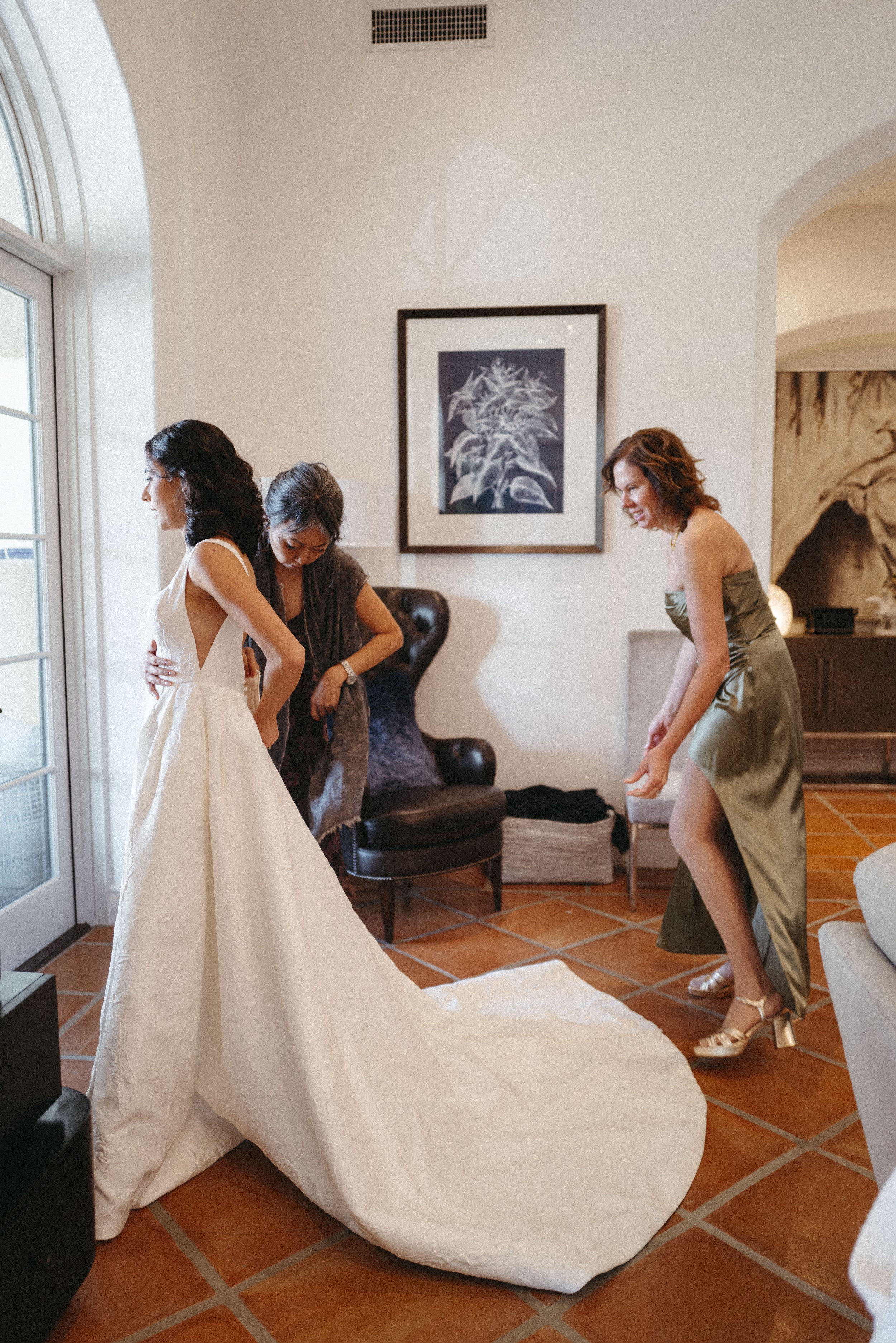  getting ready Anne Barge Coraline floral gown 