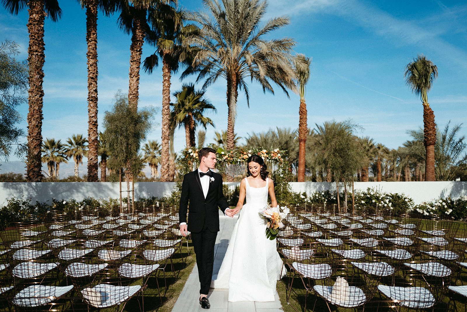  bride and groom desert wedding palm springs black tie formal  