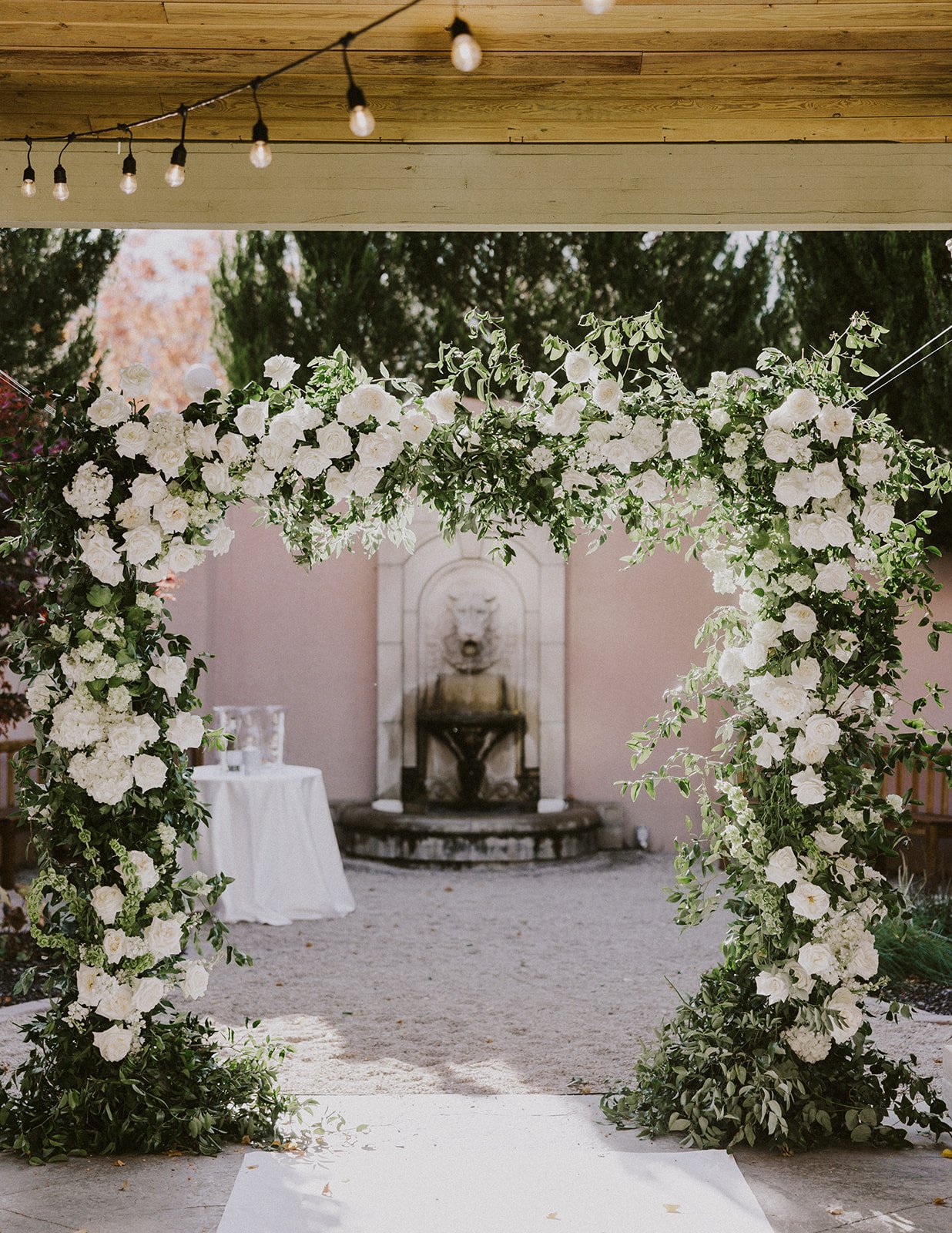 floral arch wedding altar aisle walk  