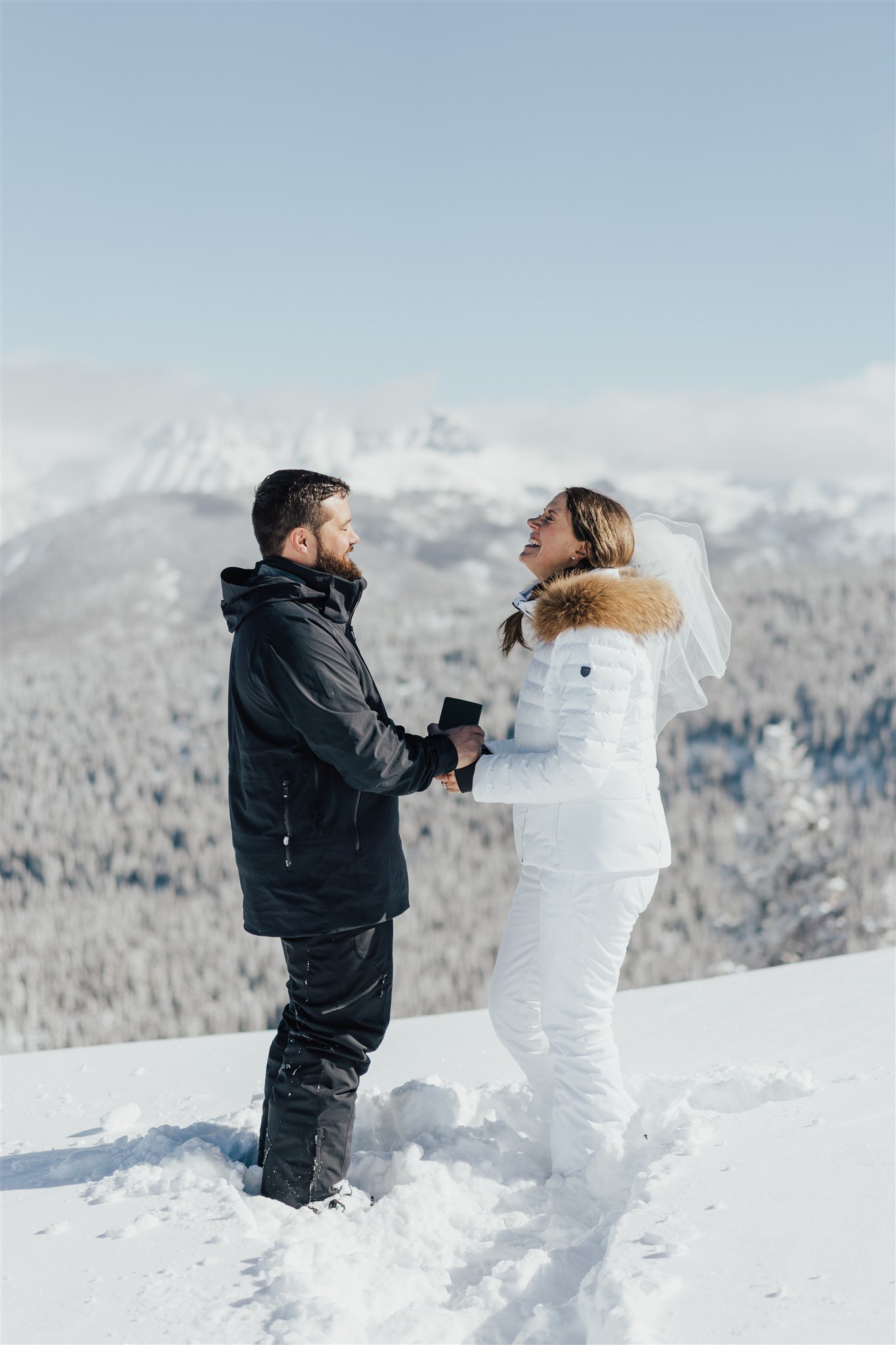  elopement winter wedding private ceremony ski  