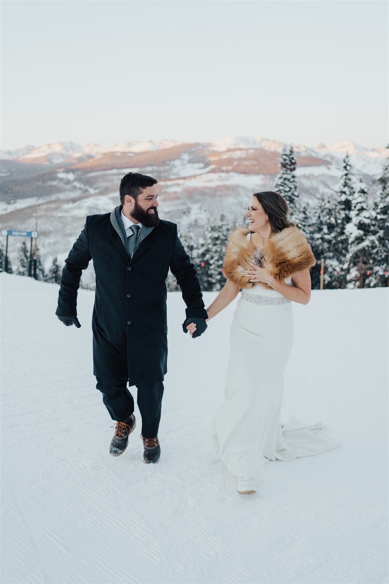  Anne Barge micro wedding fur stole vail mountaintop  