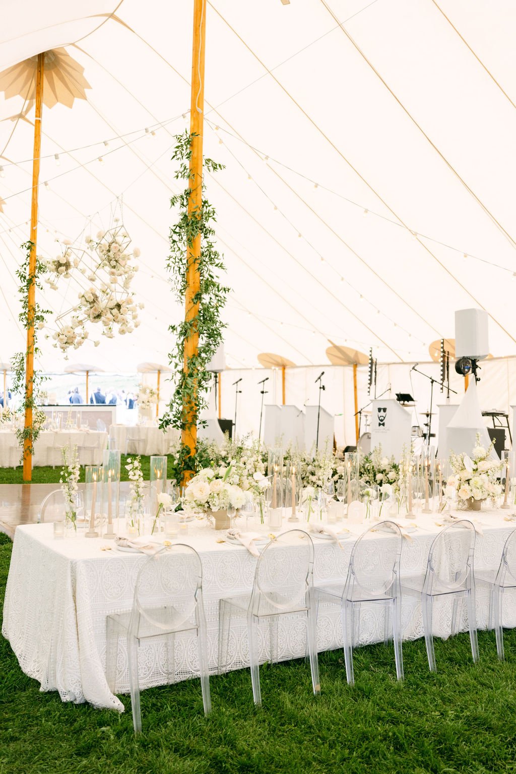  tent reception outdoor wedding aspen colorado white florals  